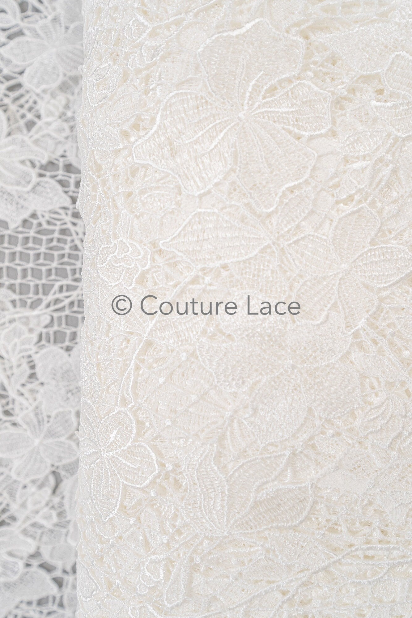 Floral Nottingham Lace Off-White/ foamy guipure lace/ boho lace/ bridal lace/ couture lace// L23-630