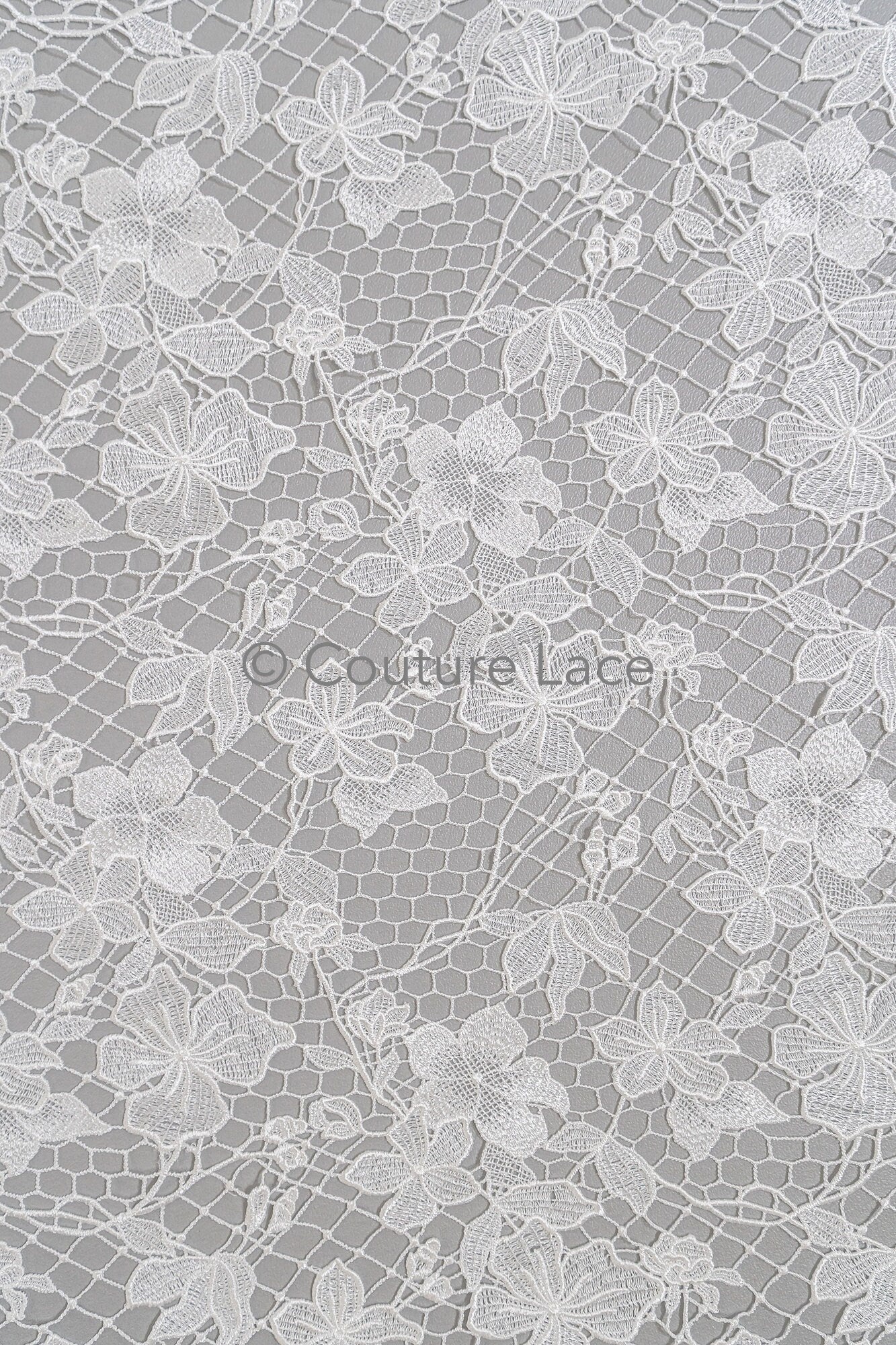 Floral Nottingham Lace Off-White/ foamy guipure lace/ boho lace/ bridal lace/ couture lace// L23-630