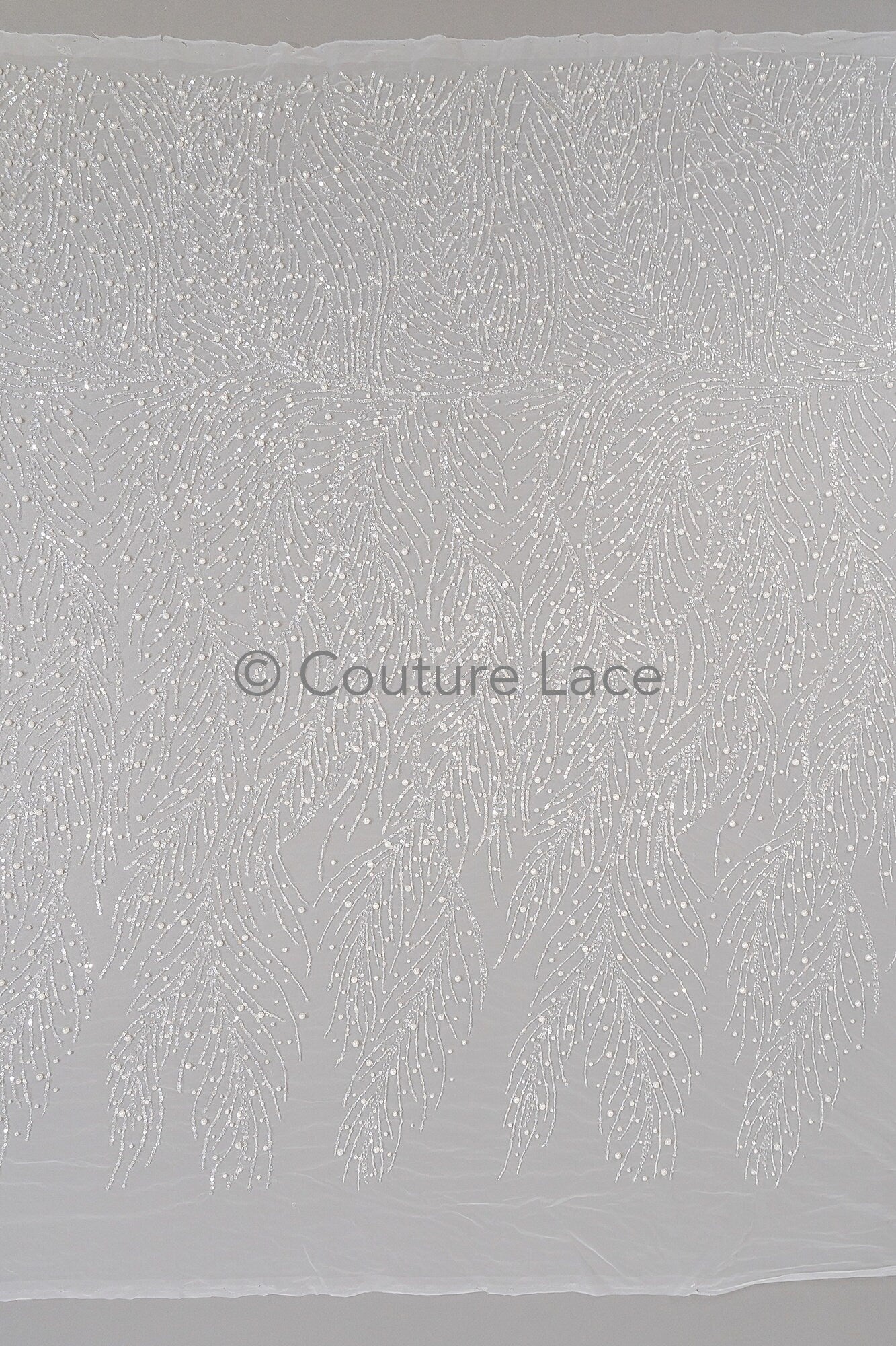 Perlen Brautspitze Stoff Off-White/ Braut Stoff mit Perlen/ Luxus Brautspitze// L23-528