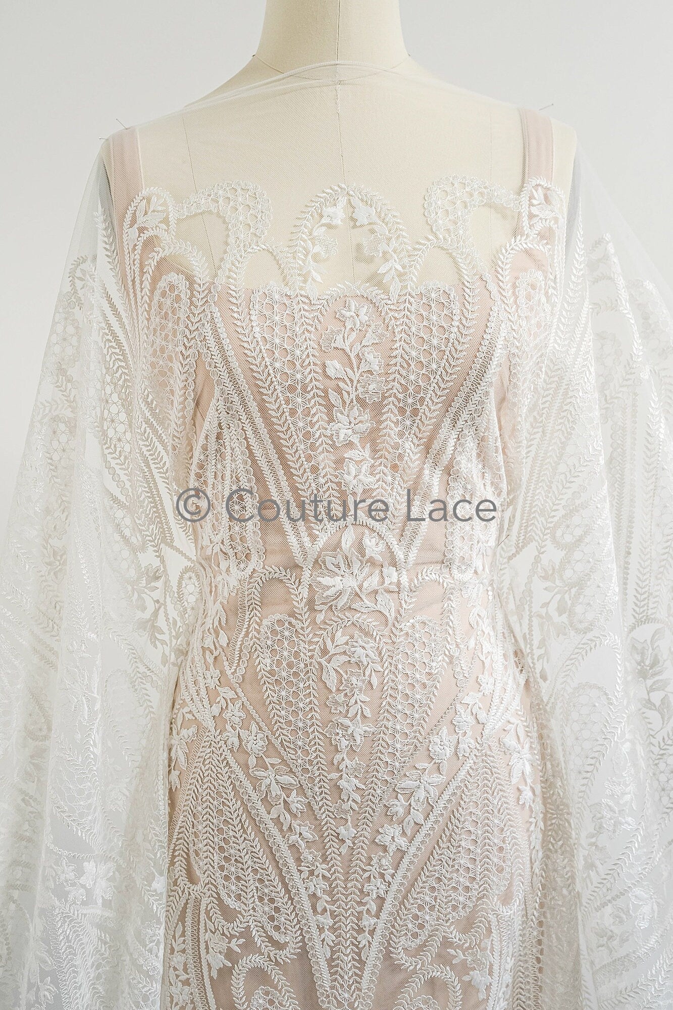 Florale Braut Spitze Off-White/ florale Brautspitze/ Ornament Hochzeit Spitze/ Couture Spitze// L23-596
