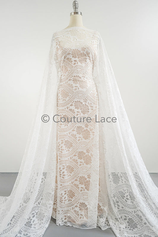 Français dentelle florale/ dentelle bruissante Chantilly pour mariée/ dentelle voile Français/ dentelle Chantilly pour mariée// L23-569