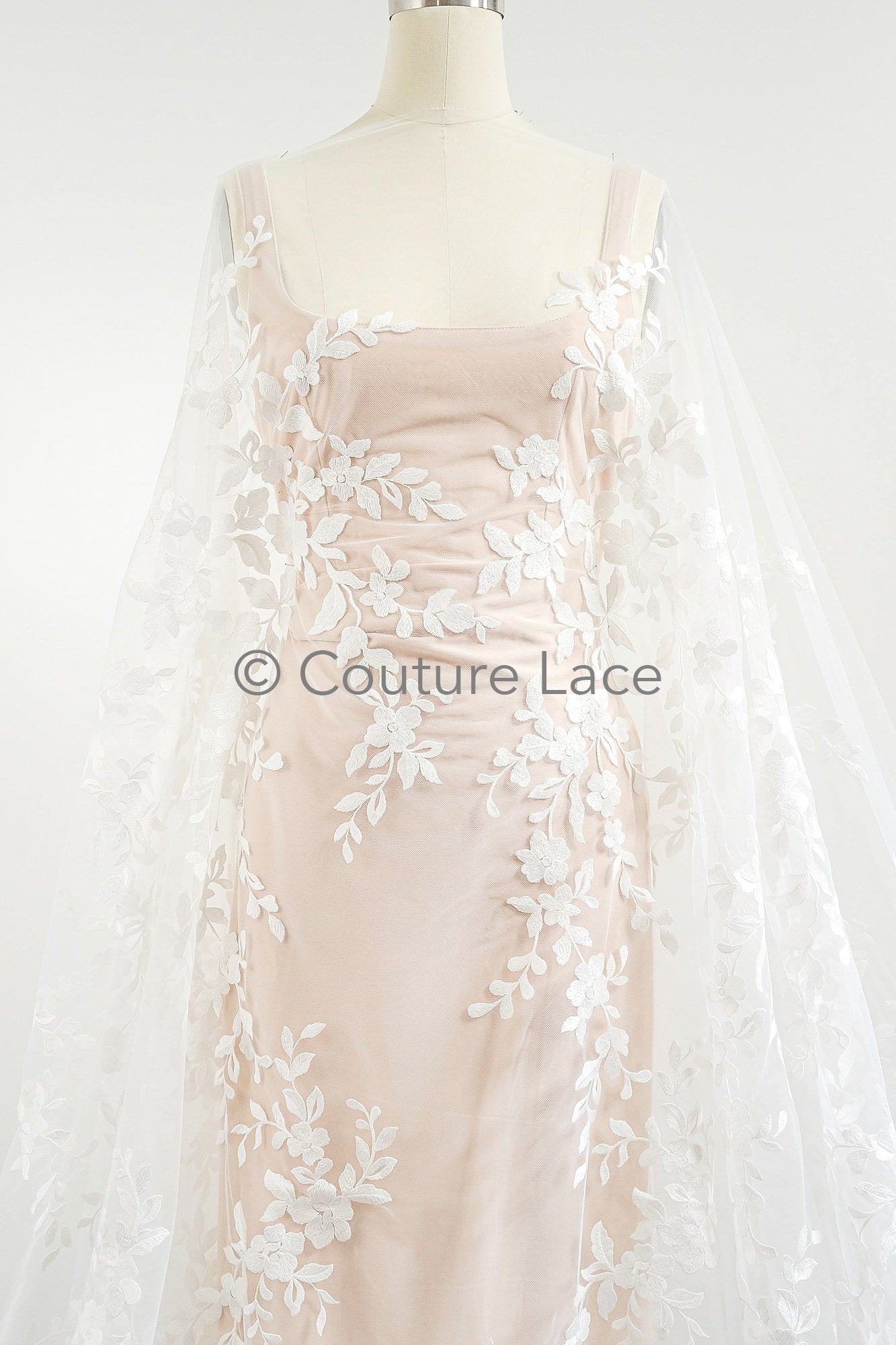 1.3yds Floral Bridal Lace Off-White/ Bridal lace with flowers/ floral wedding lace/ couture lace// L23-553-REST-1.3YDS