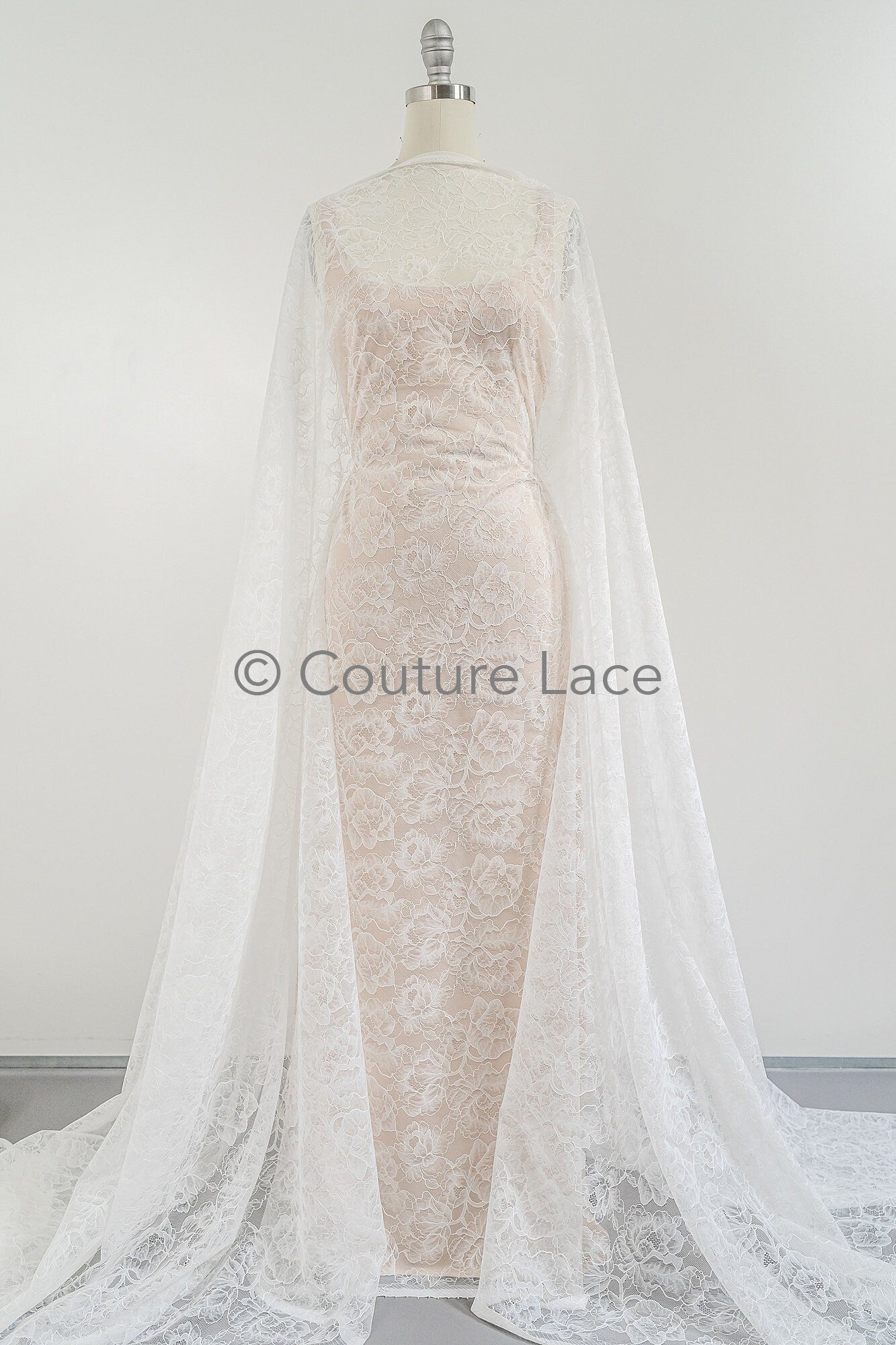 French Floral Lace / Bridal Raschel Lace / French Veil Lace / Bridal Chanitilly Lace / Edwardian Lace Fabric / / L23-170