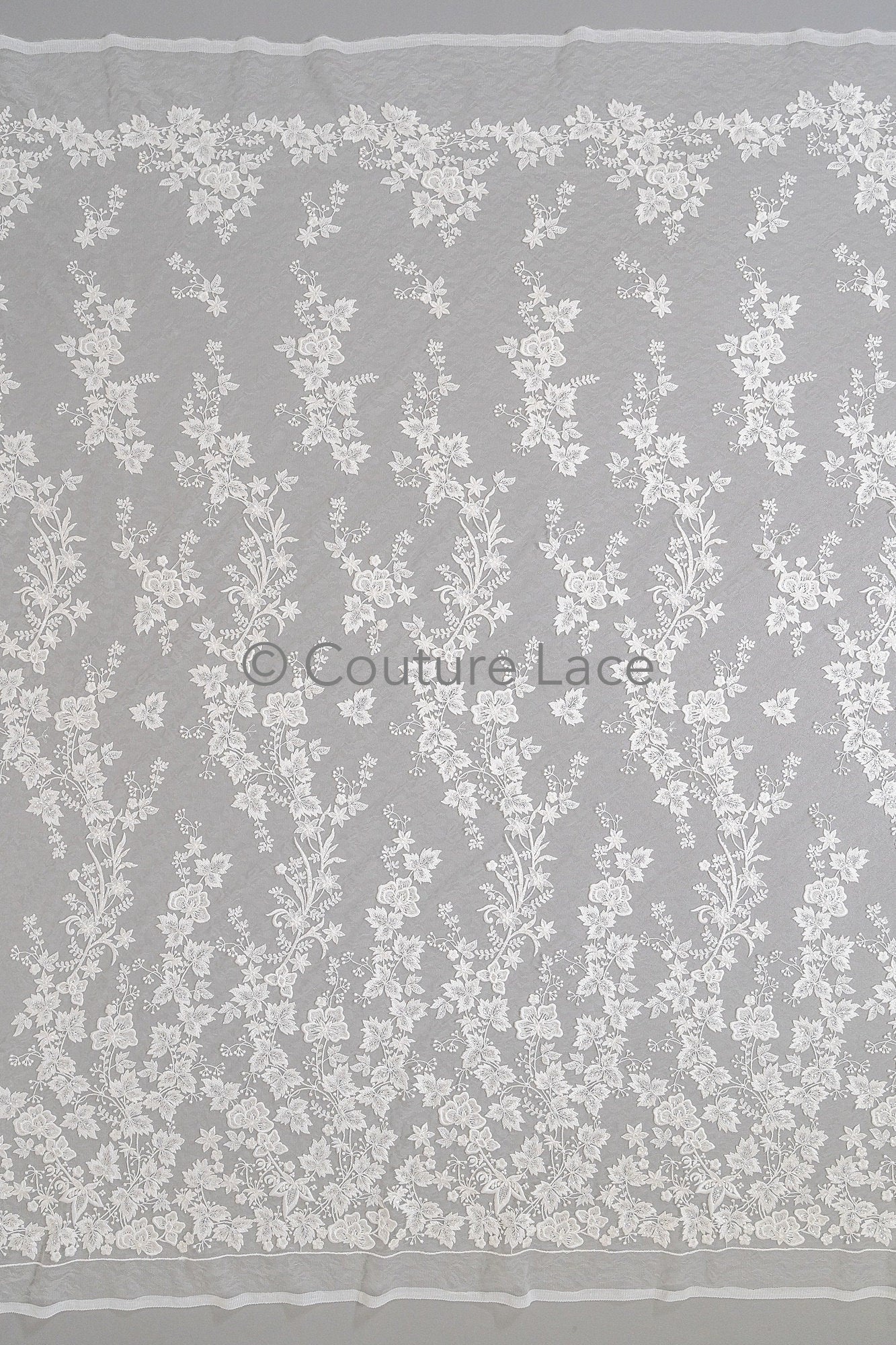 Florale Braut Spitze Off-White/ Brautspitze mit Perlen/ florale Hochzeit Spitze/ Couture Spitze// L23-611