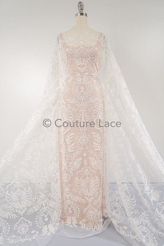 Blumen Braut Spitze Off-White/ Braut Spitzenstoff/ Brautspitze mit Blumen/ Blumen Hochzeit Spitze/ Couture Spitze// L23-001N