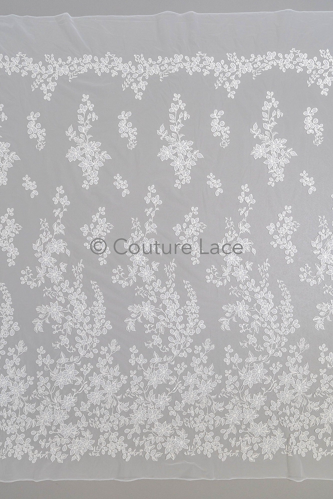 Blumen Braut Spitze Off-White/ Brautspitze mit Blumen/ Hochzeit Spitze/ Couture Spitze// L23-591