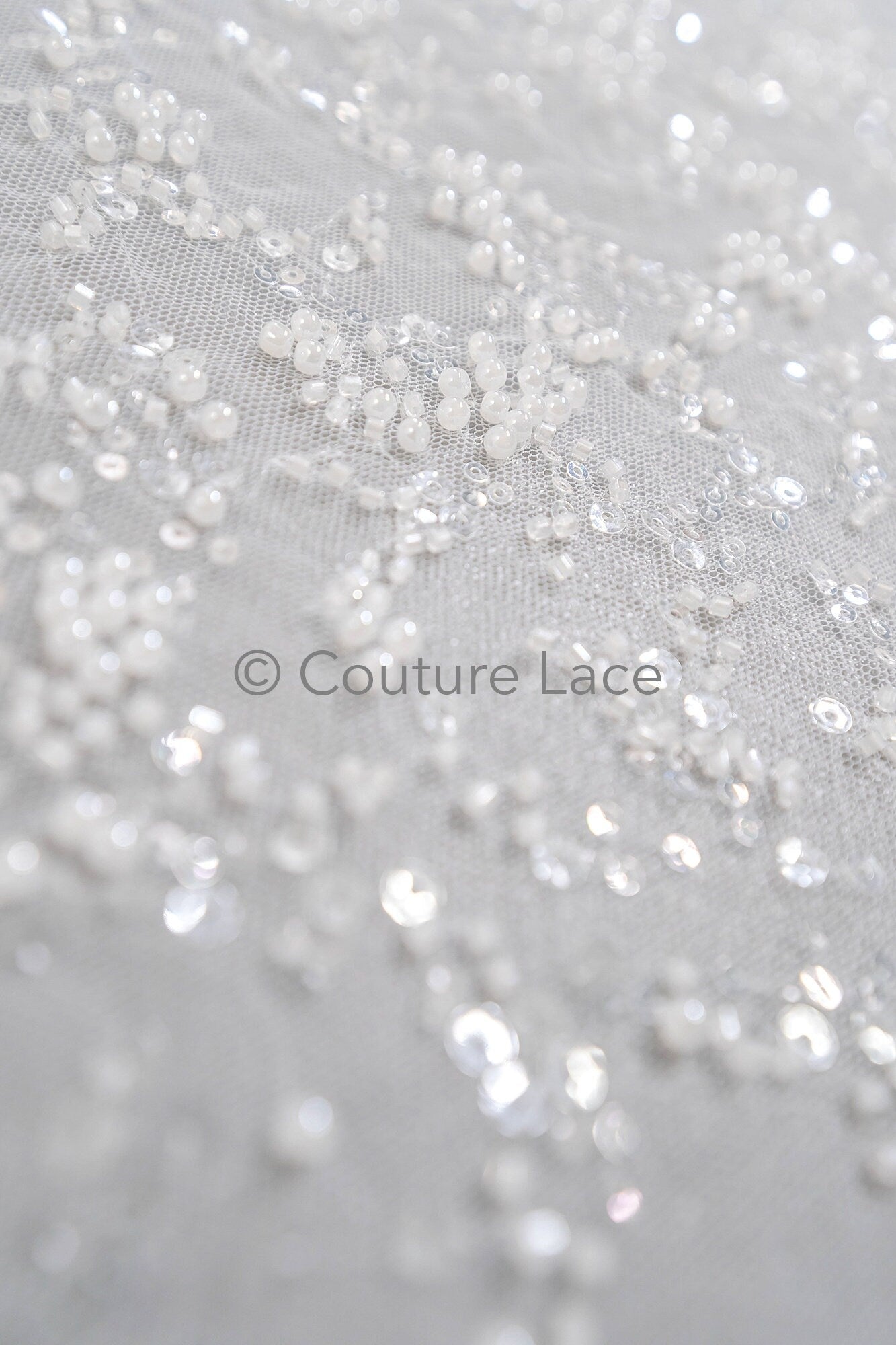 Perlen Spitzenstoff Off-White/ Couture Spitzenstoff/ Braut Spitzenstoff/ Perlen Perlen Spitze// L23-558