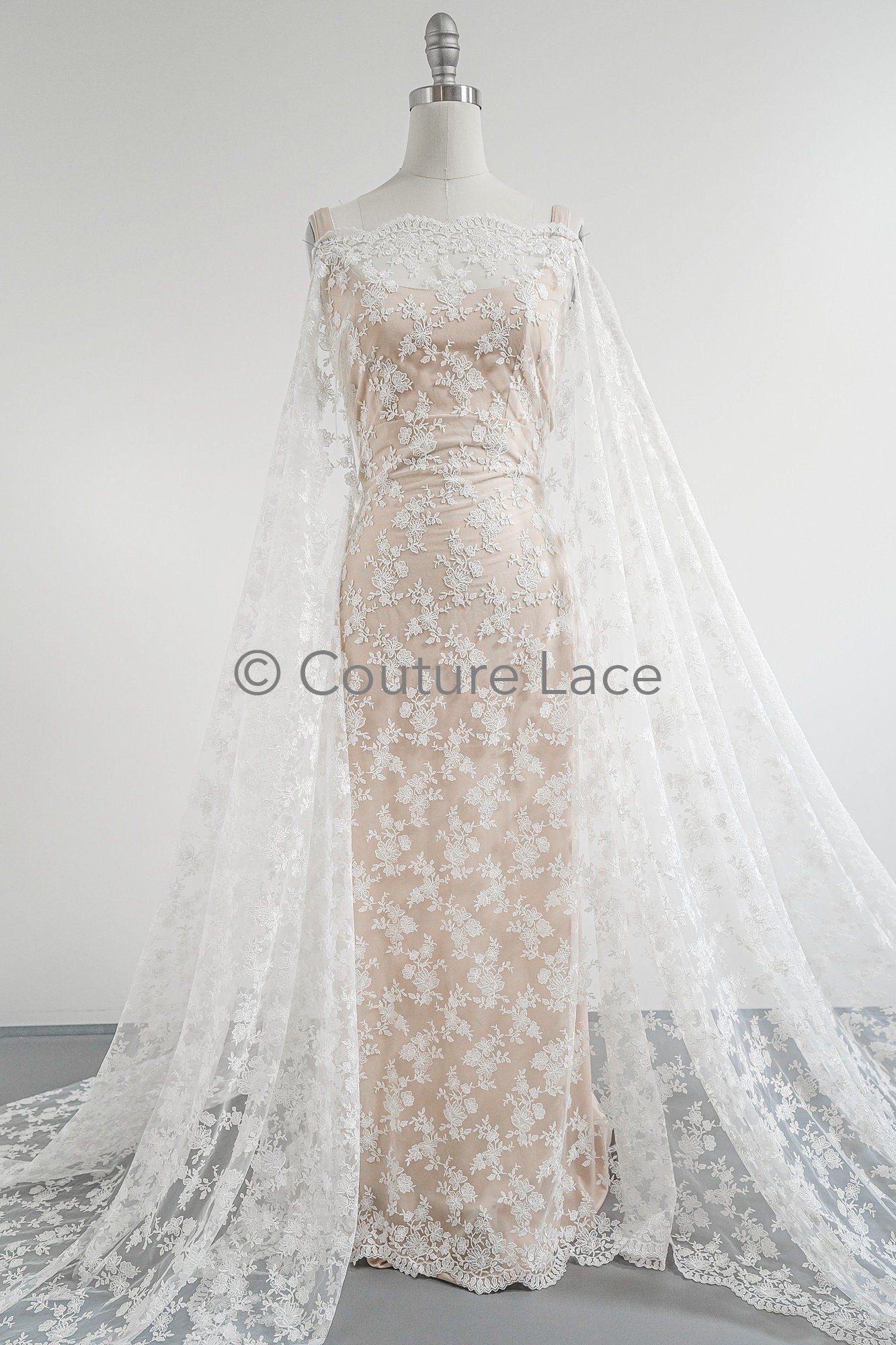 Blumen Braut Spitze Off-White/ Brautspitze mit Blumen/ Blumen Hochzeit Spitze/ Couture Spitze// L23-598