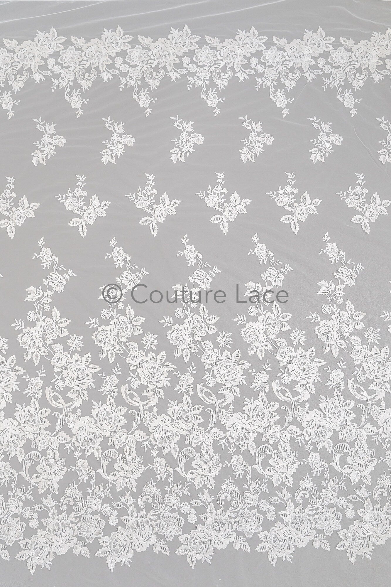 Blumen Braut Spitze Off-White/ Brautspitze mit Blumen/ romantische Braut Spitze/ Hochzeit Spitze/ Couture Spitze// L23-599