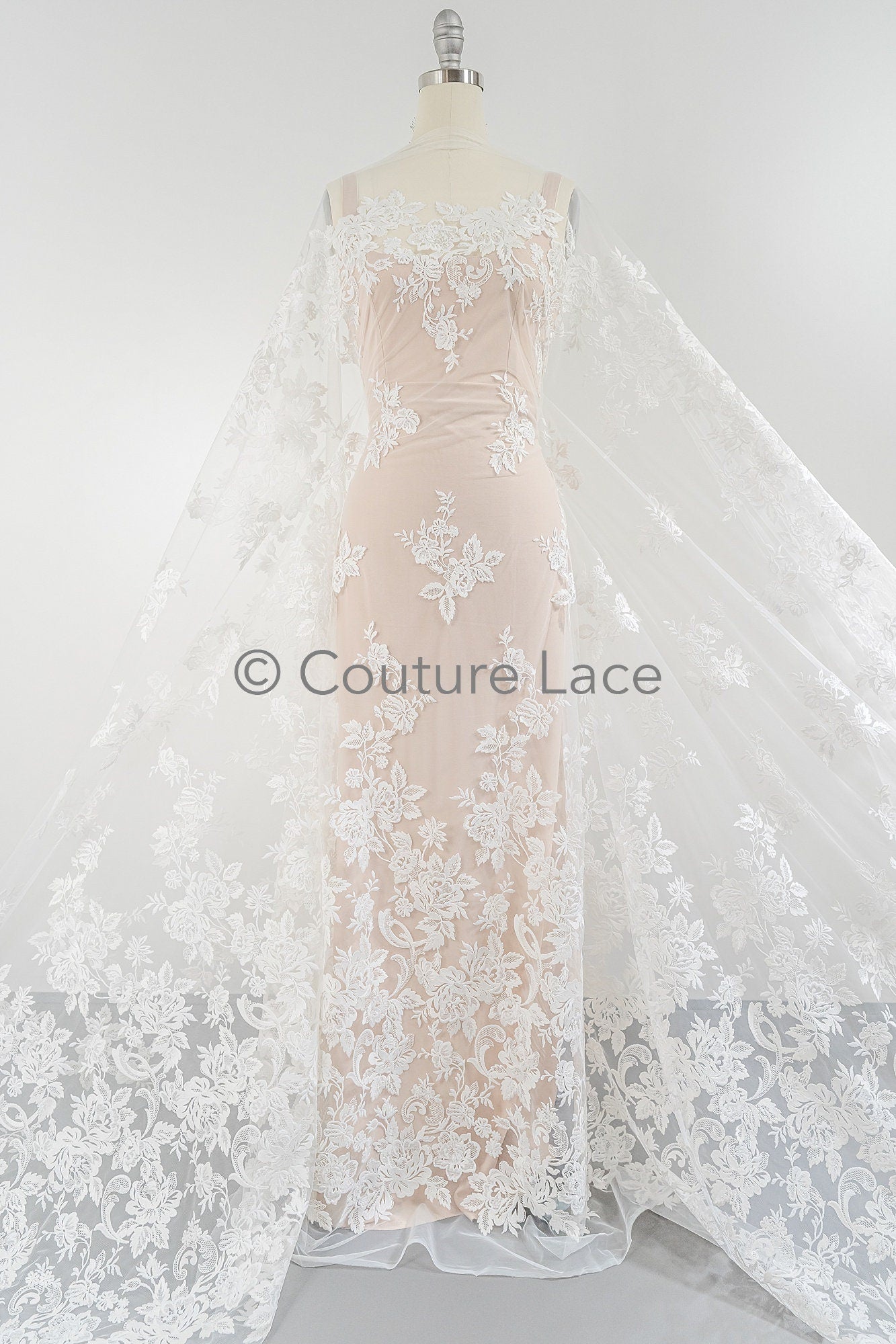 Blumen Braut Spitze Off-White/ Brautspitze mit Blumen/ romantische Braut Spitze/ Hochzeit Spitze/ Couture Spitze// L23-599