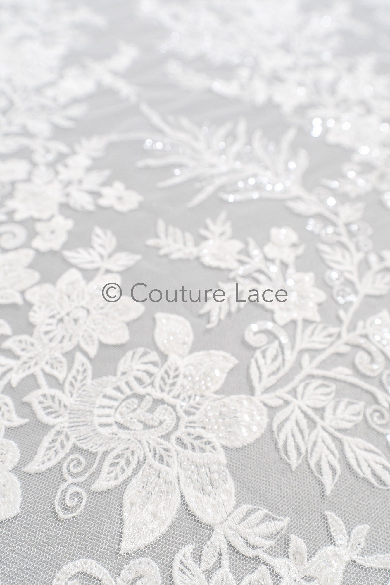 Perlen Spitzenstoff Off-White/ Couture Spitzenstoff/ Braut Spitze/ Perlen Spitze// L23-602
