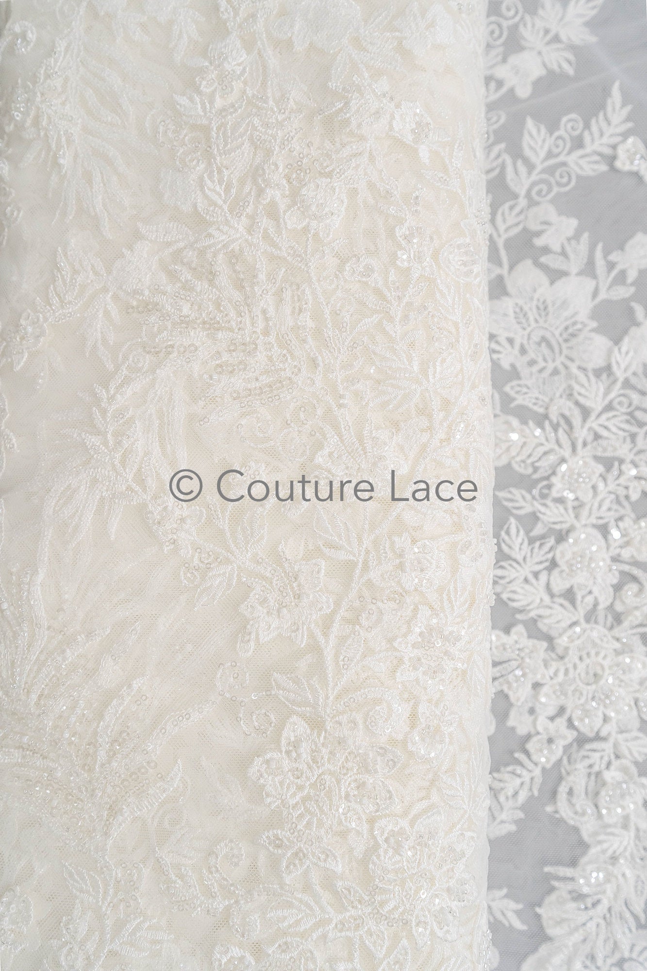 Perlen Spitzenstoff Off-White/ Couture Spitzenstoff/ Braut Spitze/ Perlen Spitze// L23-602