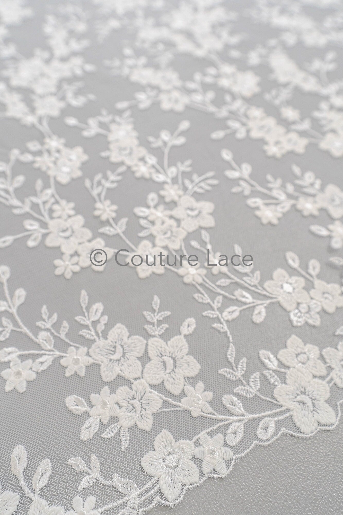 Blumen Braut Spitze Off-White/ Brautspitze mit Blumen/ Blumen Hochzeit Spitze/ Couture Spitze// L23-604