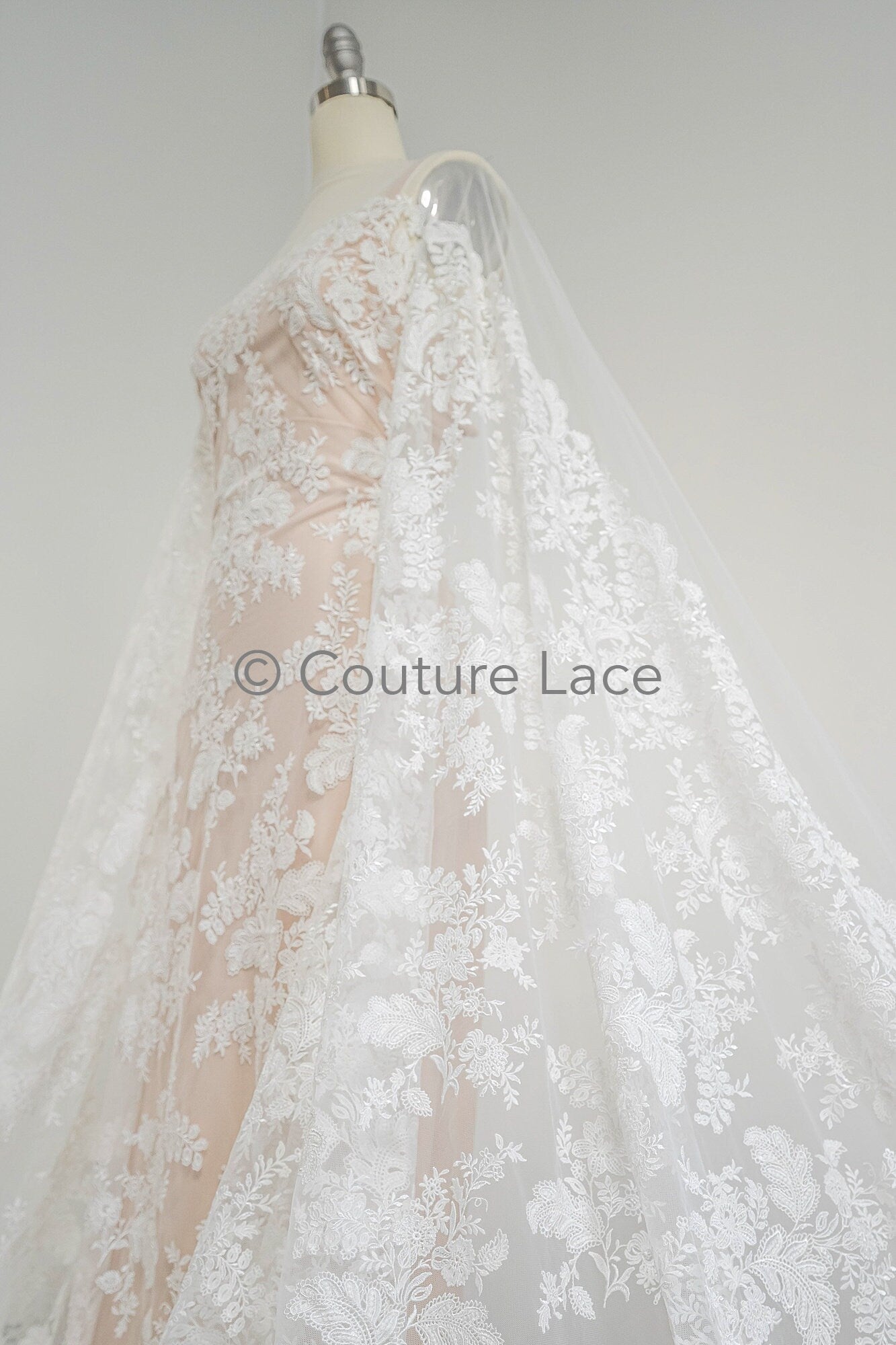 Blumen Braut Spitze Off-White/ Brautspitze mit Blumen/ Blumen Hochzeit Spitze/ Couture Spitze// L23-605