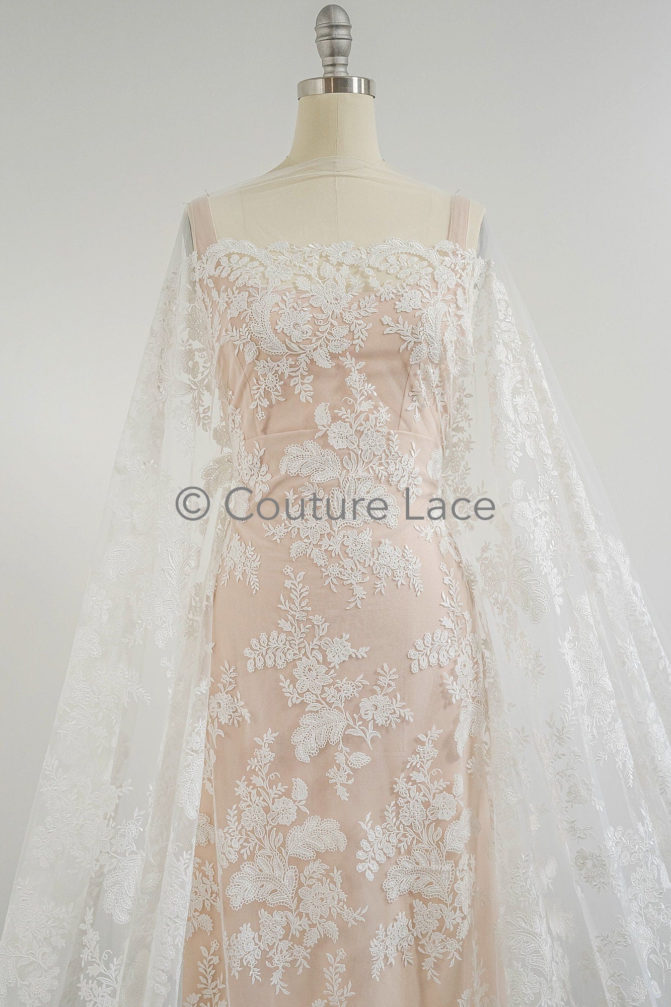 Blumen Braut Spitze Off-White/ Brautspitze mit Blumen/ Blumen Hochzeit Spitze/ Couture Spitze// L23-605