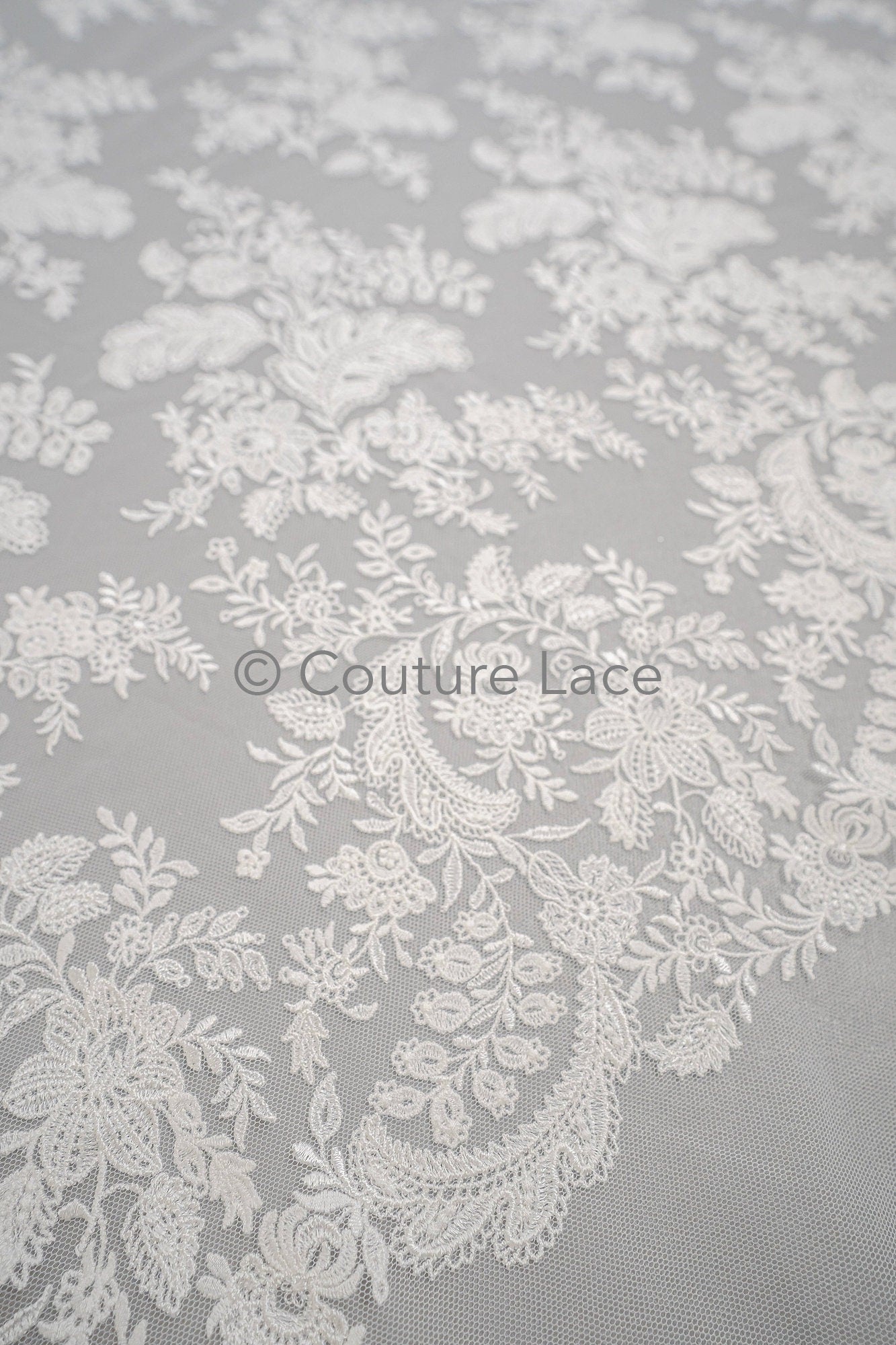 Blumen Braut Spitze Off-White/ Brautspitze mit Blumen/ Blumen Hochzeit Spitze/ Couture Spitze// L23-605