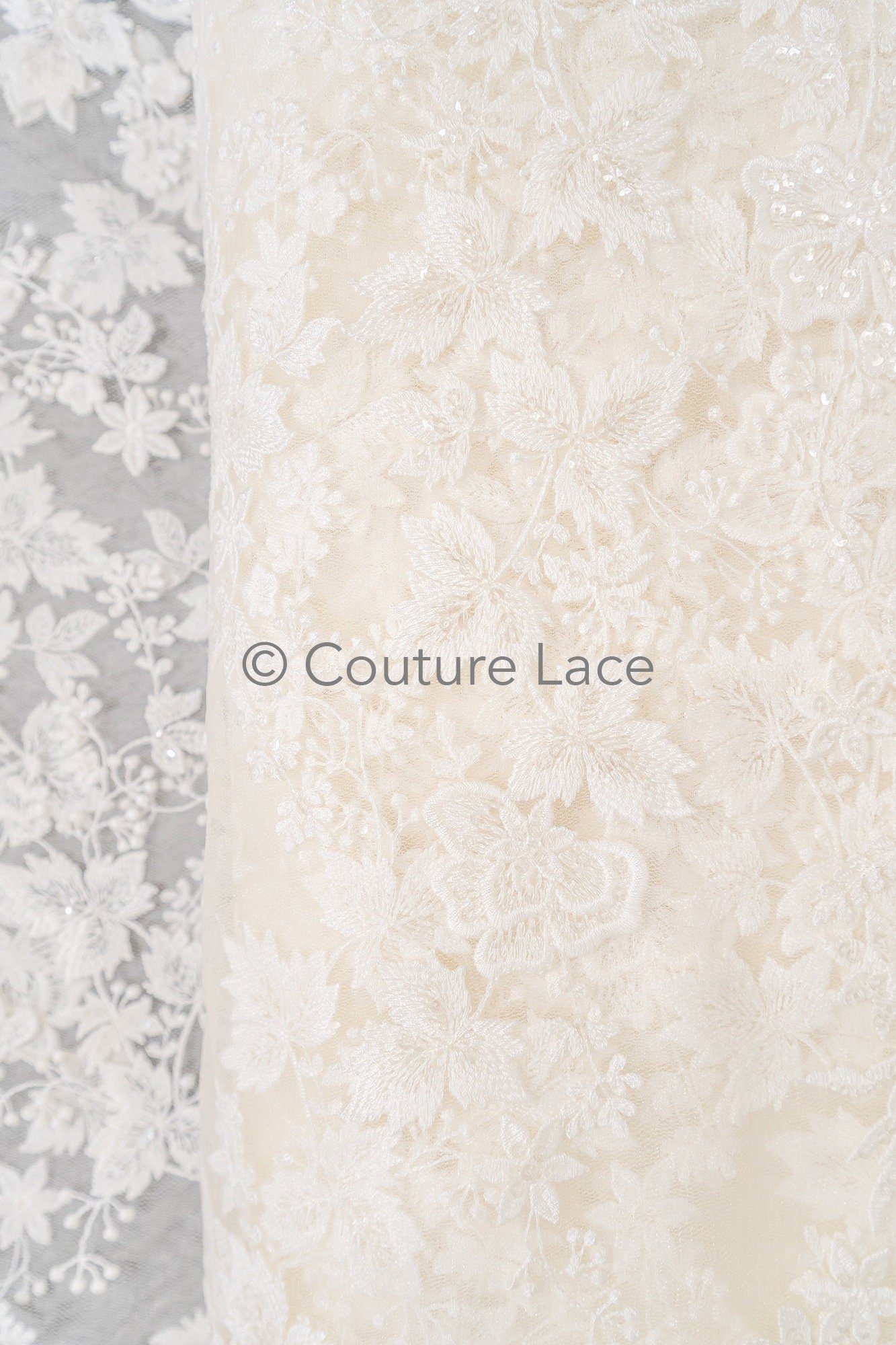 Florale Braut Spitze Off-White/ Brautspitze mit Perlen/ florale Hochzeit Spitze/ Couture Spitze// L23-611
