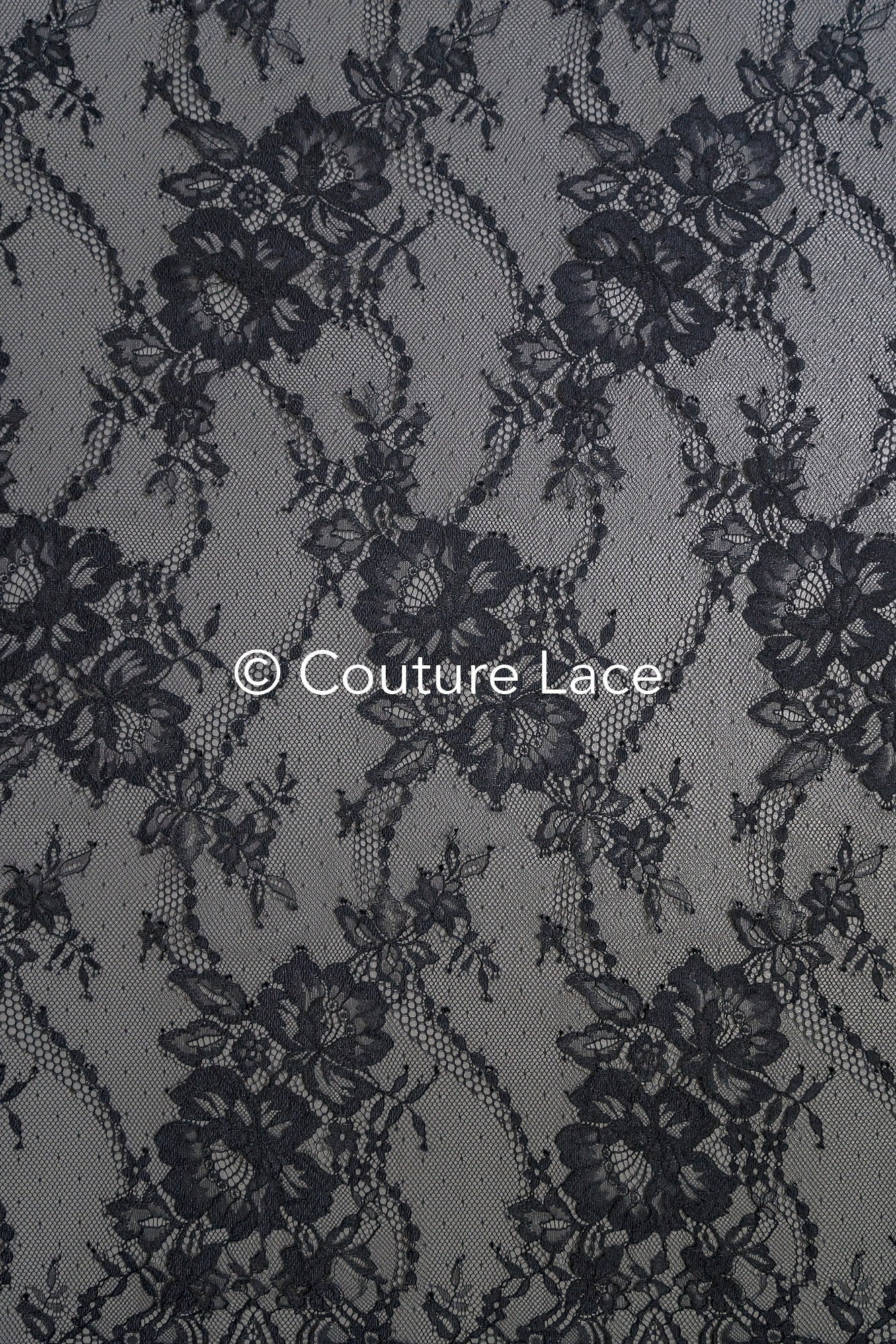 3 yds französische Spitze/ Braut florale Spitze/ schwarze Brautspitze/ florale Hochzeit Spitze/ Chantilly Spitze// L23-618