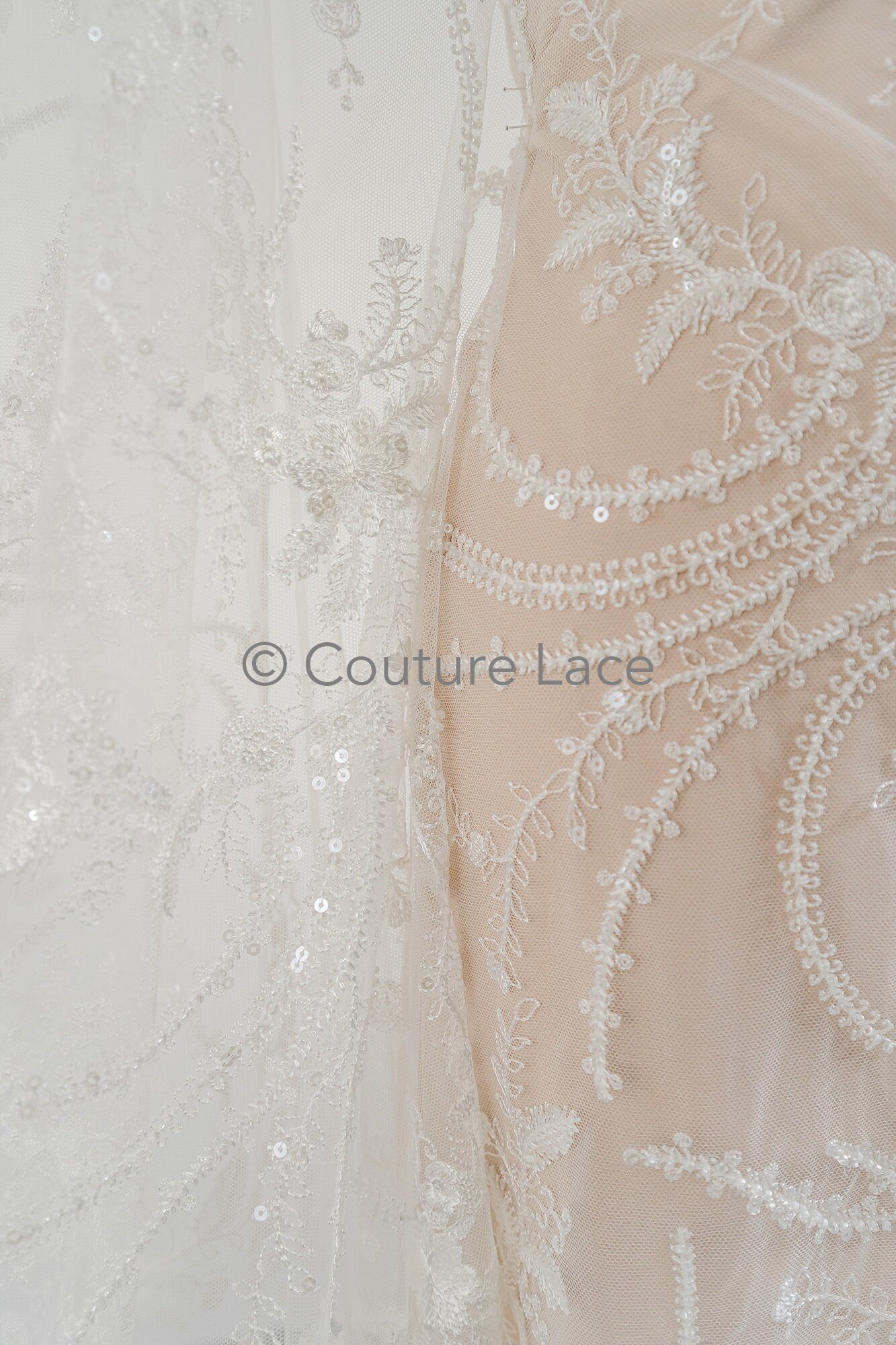 Perlen Spitzenstoff Off-White/ Perlen Brautkleid Spitze/ Couture Spitze Stoff/ Perlen Spitze// L23-622