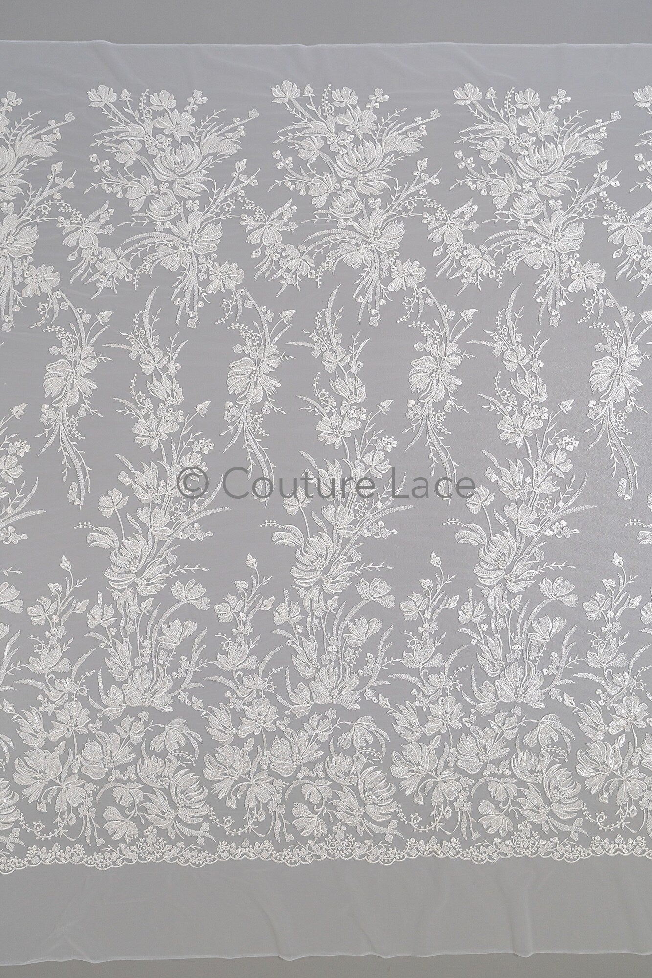 Perlen Spitzenstoff Off-White/ Couture Spitze Stoff/ Brautspitze Stoff/ Perlen Spitze// L23-625