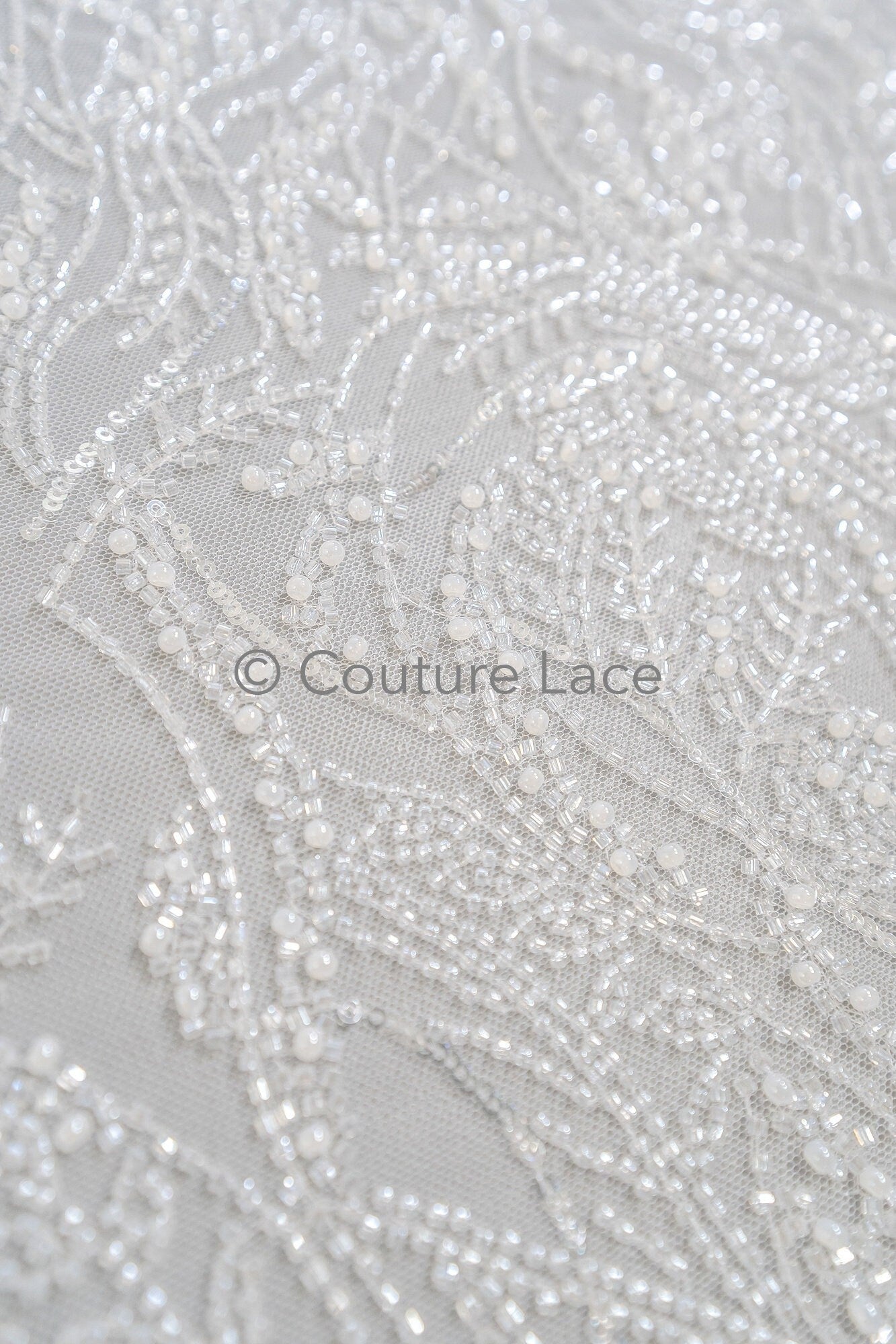 Perlen Spitzenstoff Off-White/ Couture Spitze Stoff / Brautspitze Stoff/ Perlen Spitze// L23-626