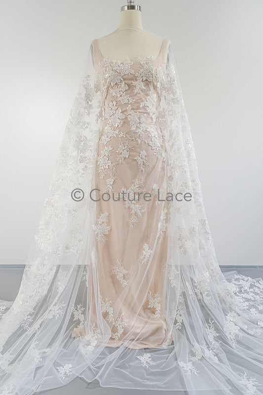 Perlen Spitzenstoff Off-White/ Couture Spitzenstoff/ Braut Spitzenstoff/ Perlen Spitze// L23-627