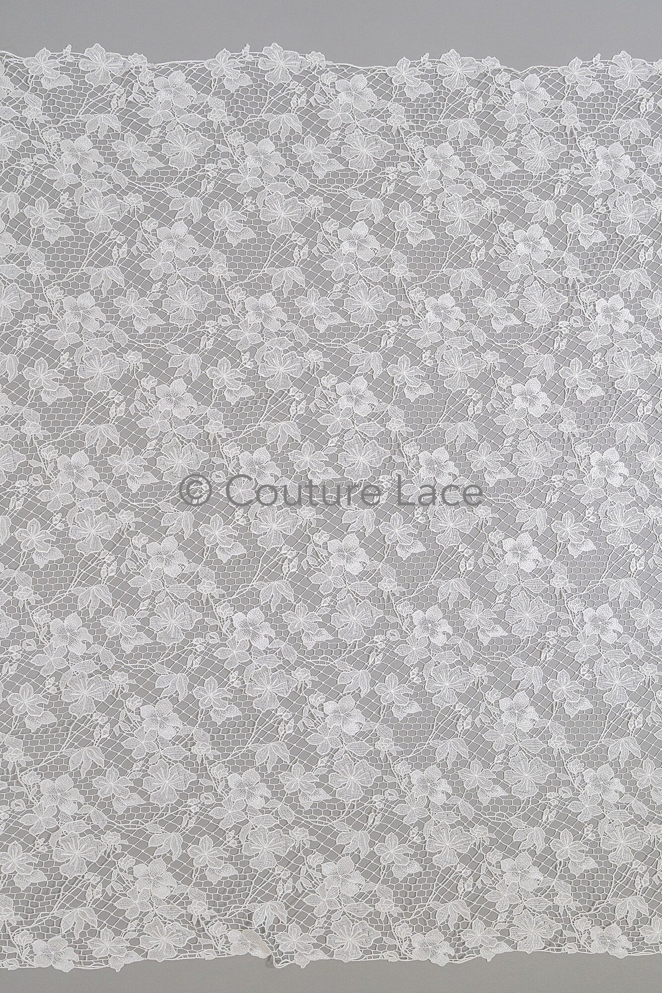 Floral Nottingham Lace Off-White/ foamy guipure lace/ boho lace/ bridal lace/ couture lace// L23-630