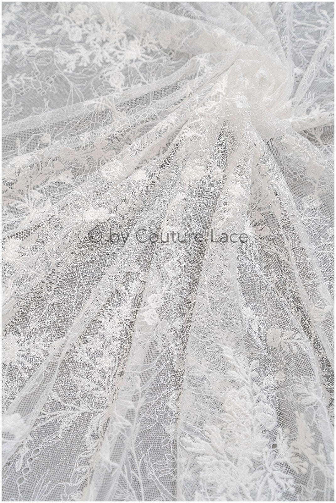Florale Braut Spitze Off-White/ französische Braut Spitze/ florale Hochzeit Spitze/ Couture Spitze// L23-633