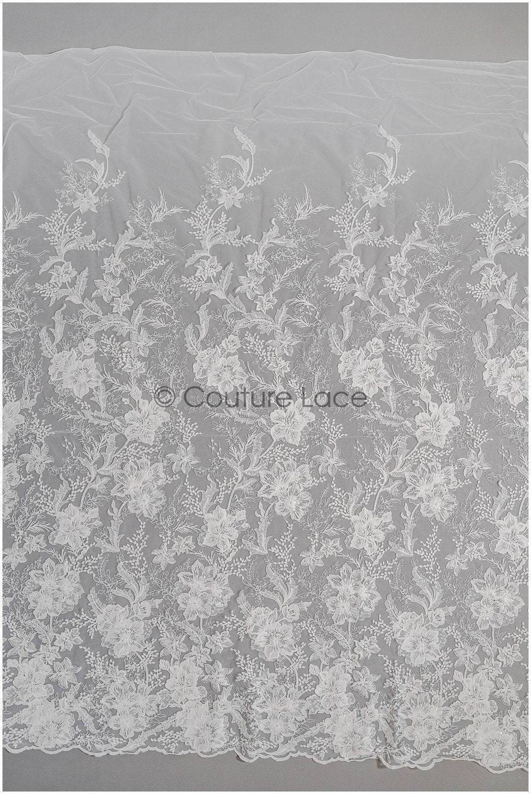 Florale Braut Spitze Off-White/ Brautspitze mit Blumen/ florale Hochzeit Spitze/ Couture Spitze// L22-425