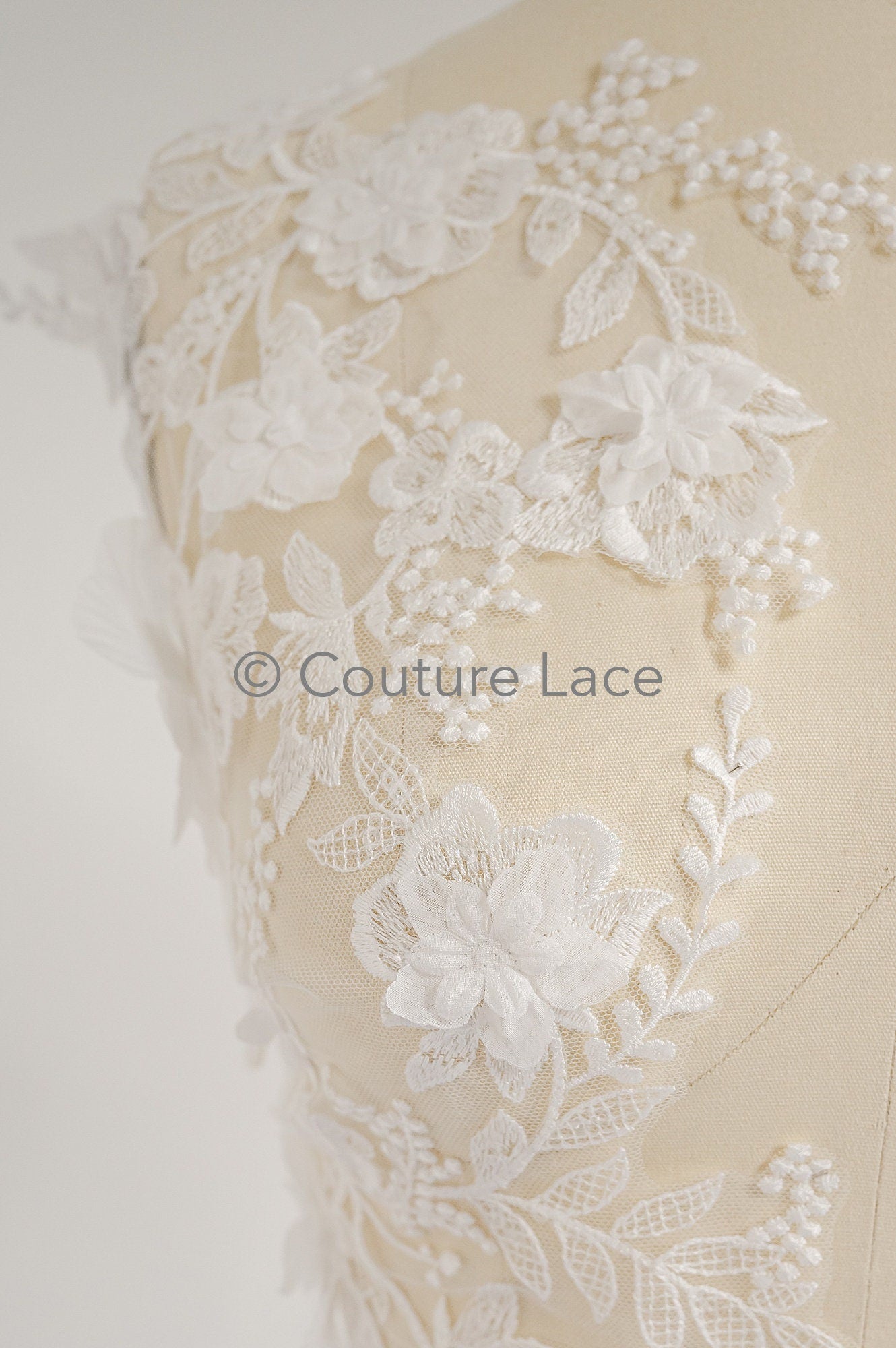Hochzeit Kleid Spitze Applikation / Perlen Braut Aufnäher / 3D Blumen Applikation / Braut Applikation / A23-347
