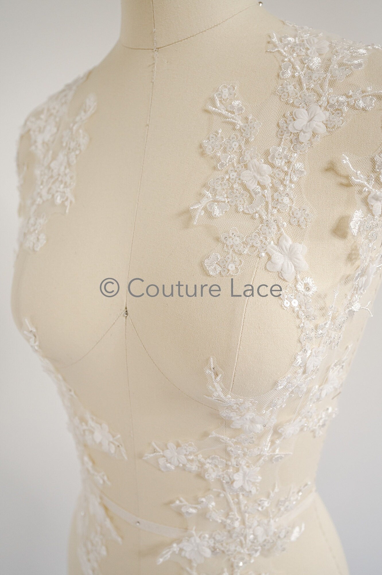 Hochzeit Kleid Spitze Applikation / Perlen Braut Aufnäher / 3D Perlen Blumen Applikation / Braut Blatt Applikation / A23-348