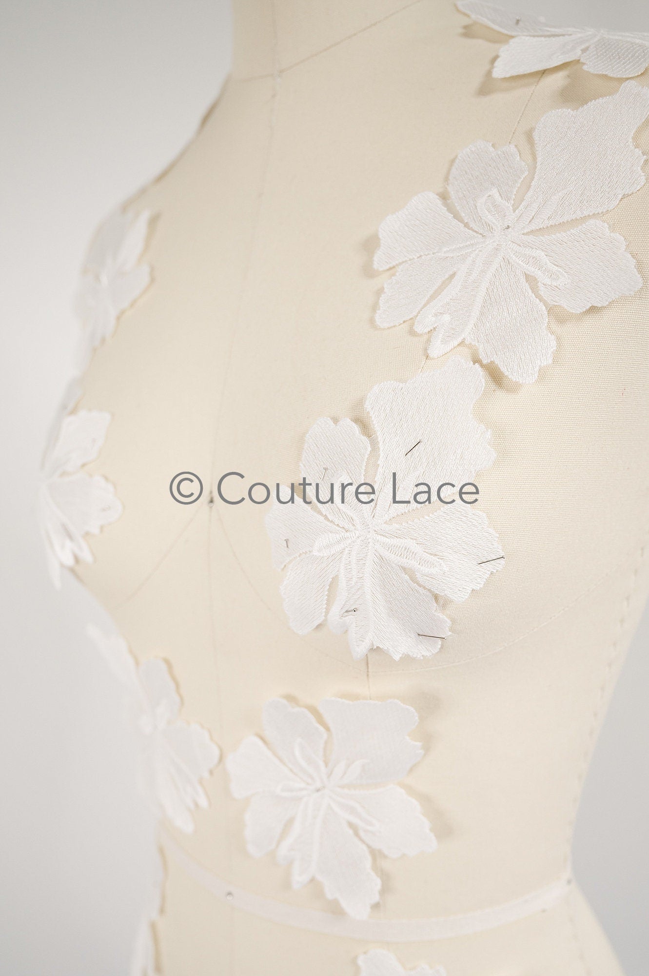 Wedding flower applique/ floral lace applique/ romantic dress applique/ leaf applique/ A23-350
