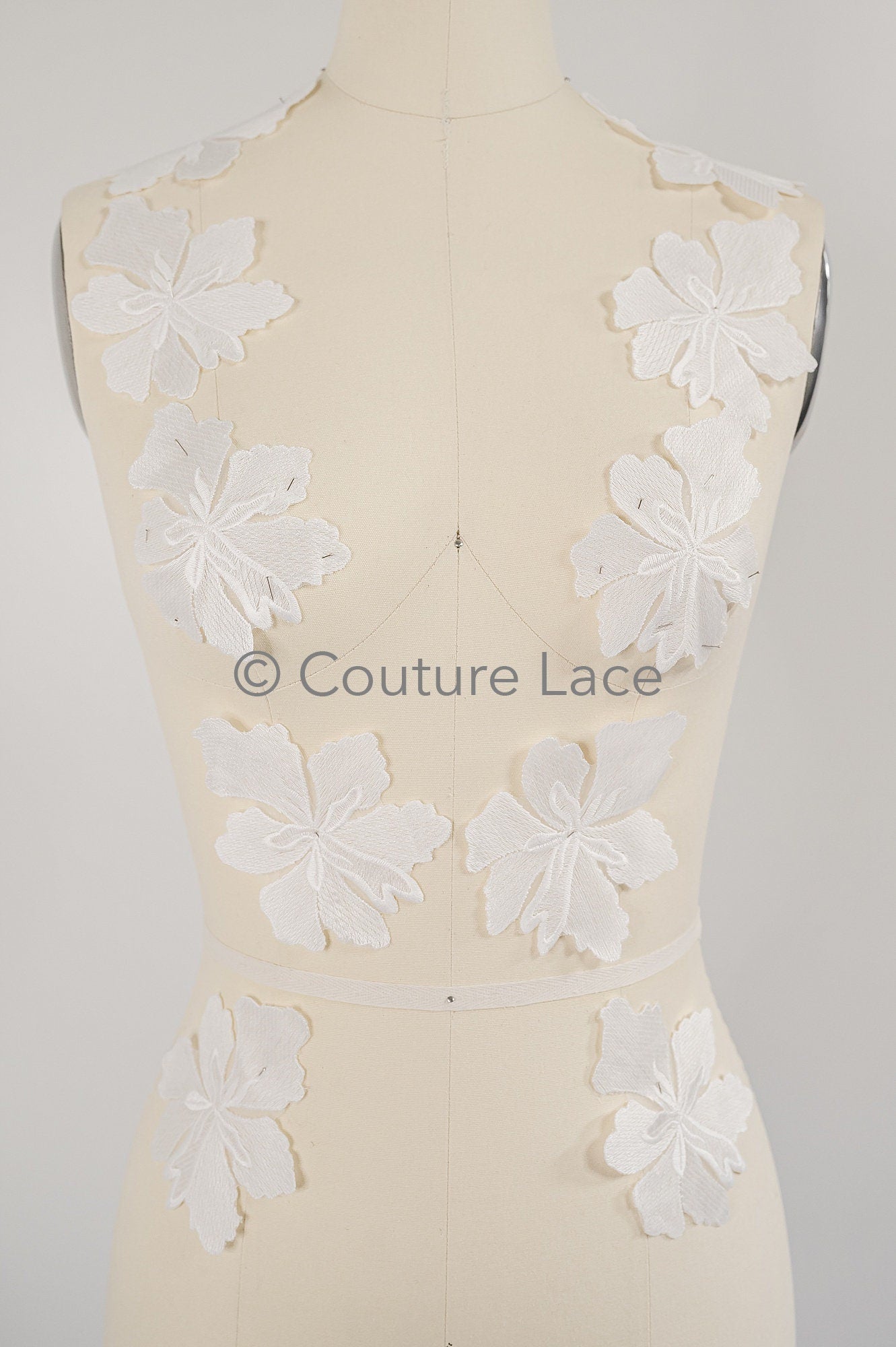 Wedding flower applique/ floral lace applique/ romantic dress applique/ leaf applique/ A23-350