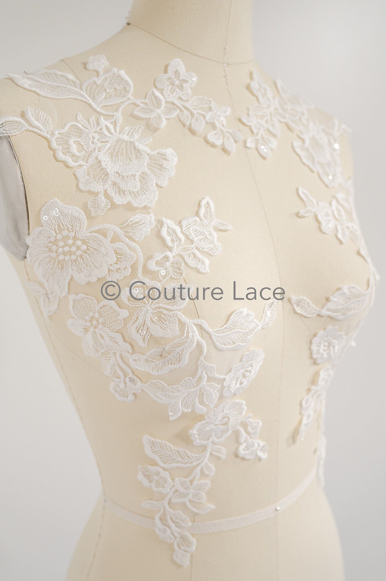 Hochzeit Blumen Applikation/ Blumen Spitzen Applikation/ romantisches Kleid Applikationen/ Blatt Applikationen/ A23-353