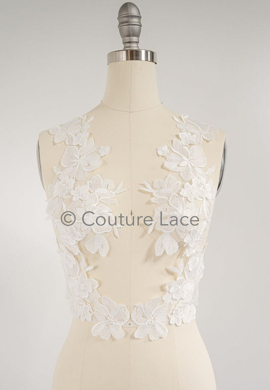 Appliques de fleurs 3D/ patchs de mariage en dentelle de fleurs/ appliques de robe romantique/ appliques de feuilles// A23-363