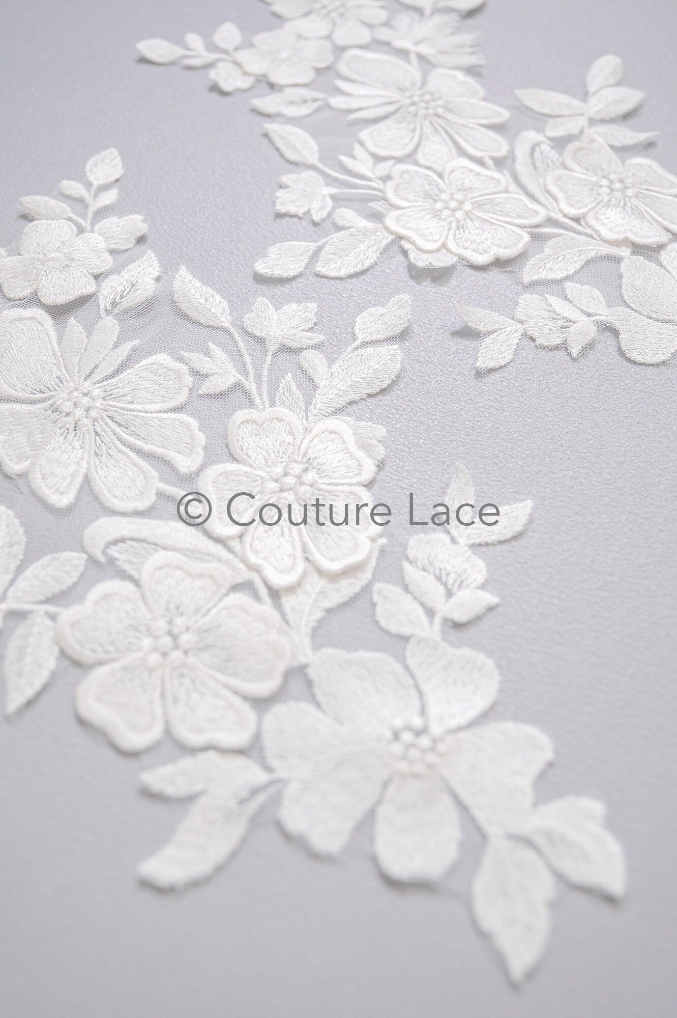 3D Blumen Applikation / Blumen Spitze Hochzeit Aufnäher / romantisches Kleid Spitze Applikation / Braut Blatt Applikation // A23-364