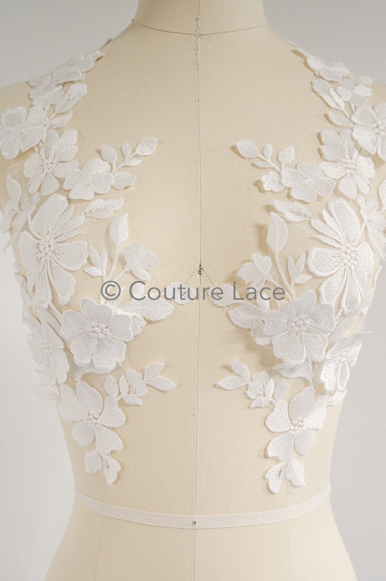 3D Blumen Applikation / Blumen Spitze Hochzeit Aufnäher / romantisches Kleid Spitze Applikation / Braut Blatt Applikation // A23-364