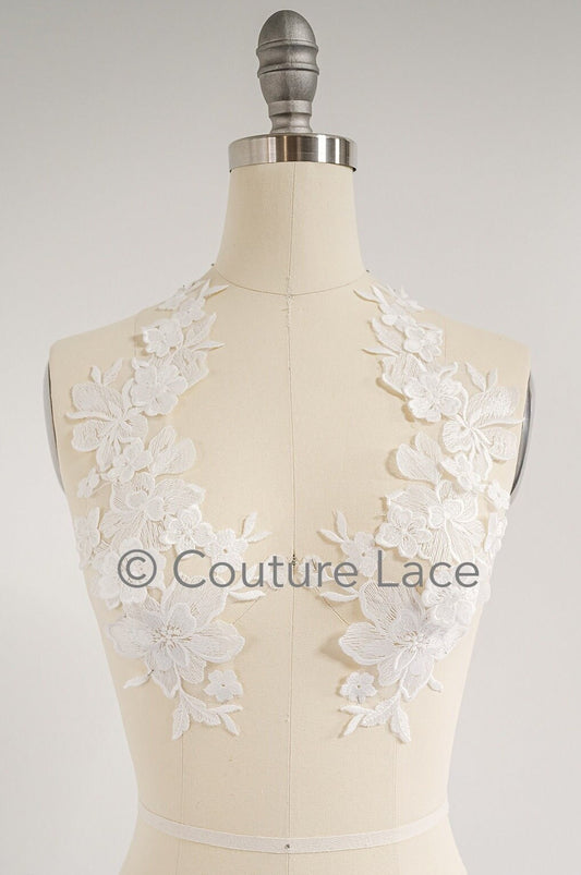Appliques de fleurs 3D/ appliques de mariage en dentelle de fleurs/ appliques de robe romantique/ appliques de feuilles// A23-370