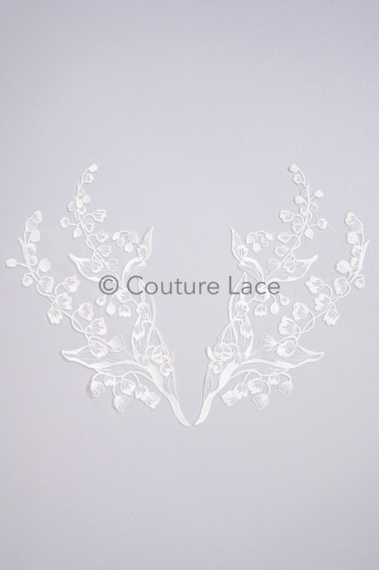 Applique de fleur de mariage/ applique de dentelle de fleur/ applique de robe romantique/ applique de feuille/ A23-352
