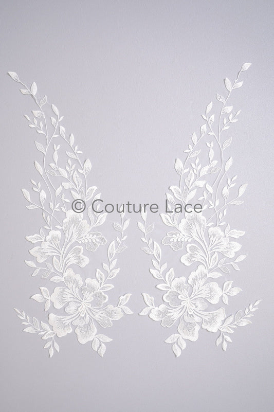 Applique de fleur de mariage/ applique de dentelle de fleur/ applique de robe romantique/ applique de feuille/ A23-354