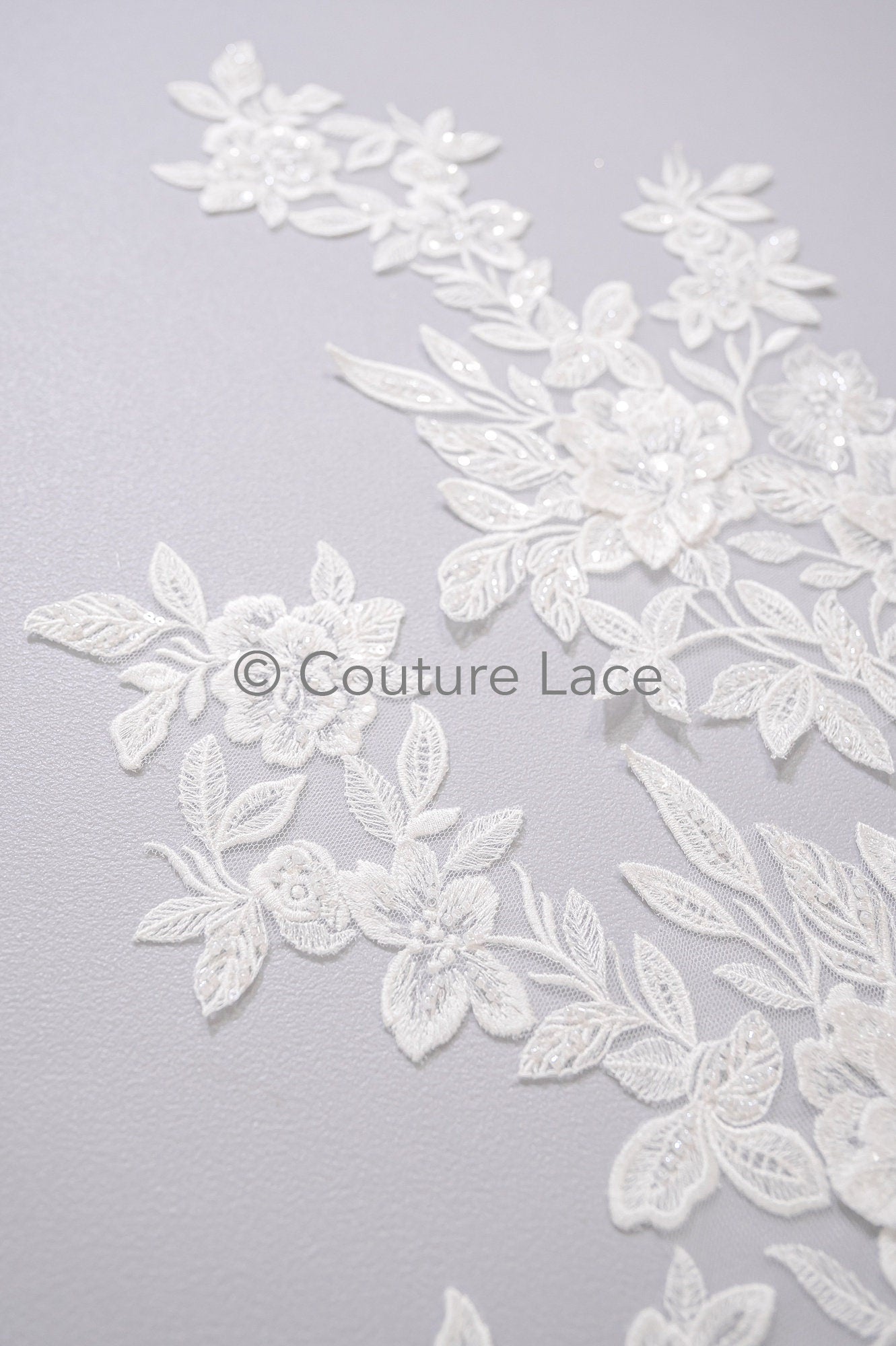3D Blumen Applikation mit Kette/ Blumen Spitze Hochzeit Applikation/ romantisches Kleid Applikationen/ Blatt Applikationen// A23-366