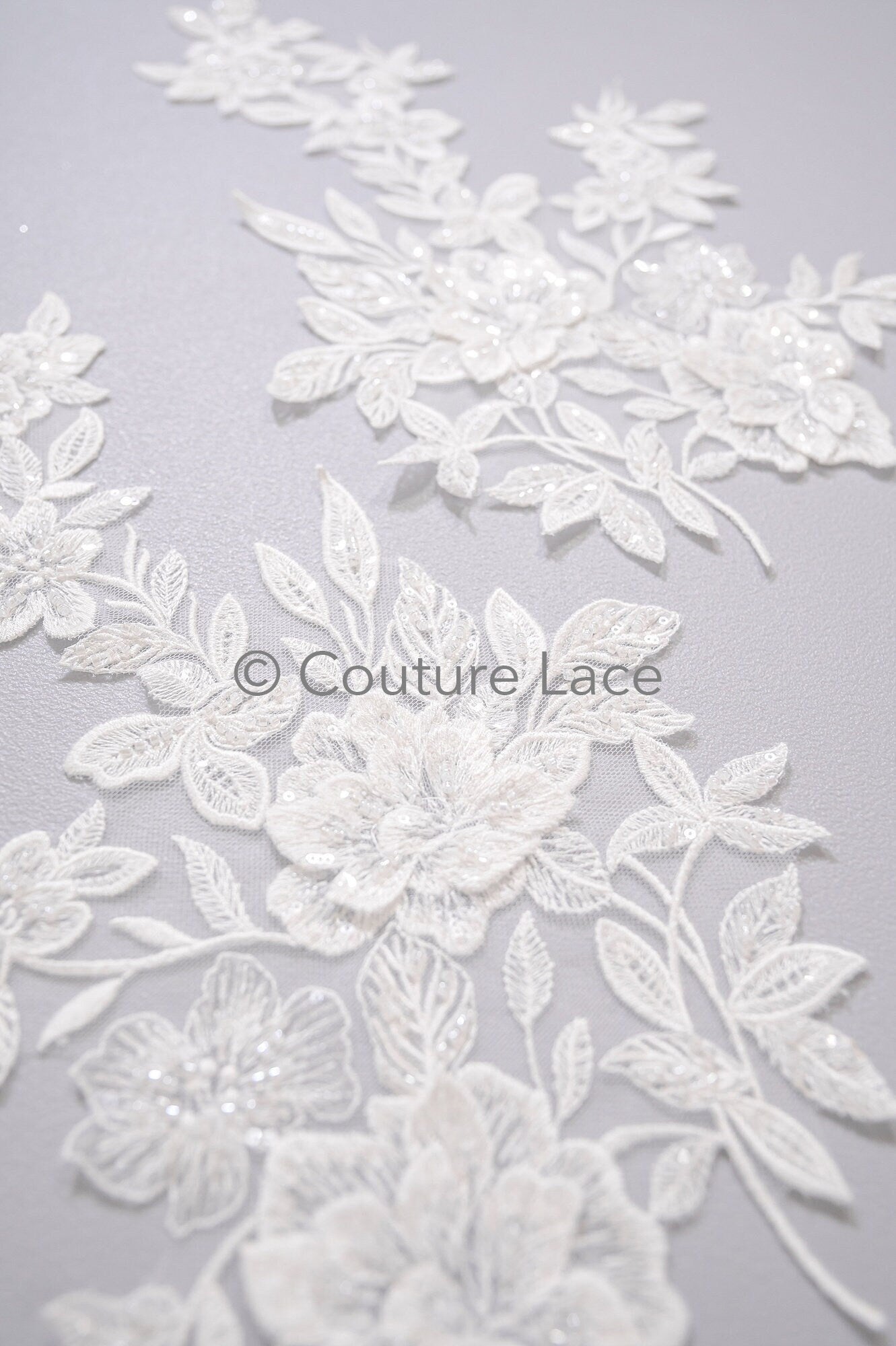 3D Blumen Applikation mit Kette/ Blumen Spitze Hochzeit Applikation/ romantisches Kleid Applikationen/ Blatt Applikationen// A23-366