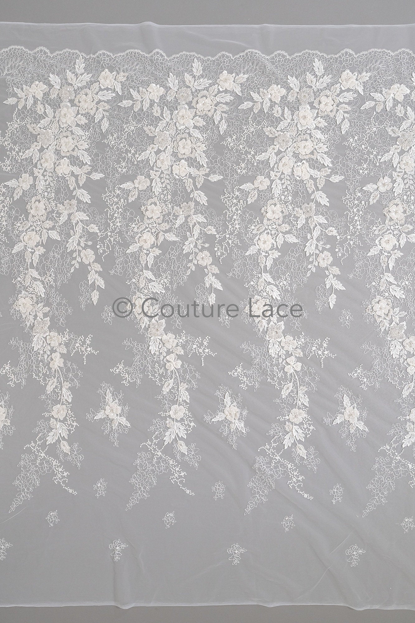 3D Blumen Perlen Spitzen Stoff/ Couture Spitzenstoff mit Perlen/ Braut Spitzenstoff/ Brautspitze// L23-638