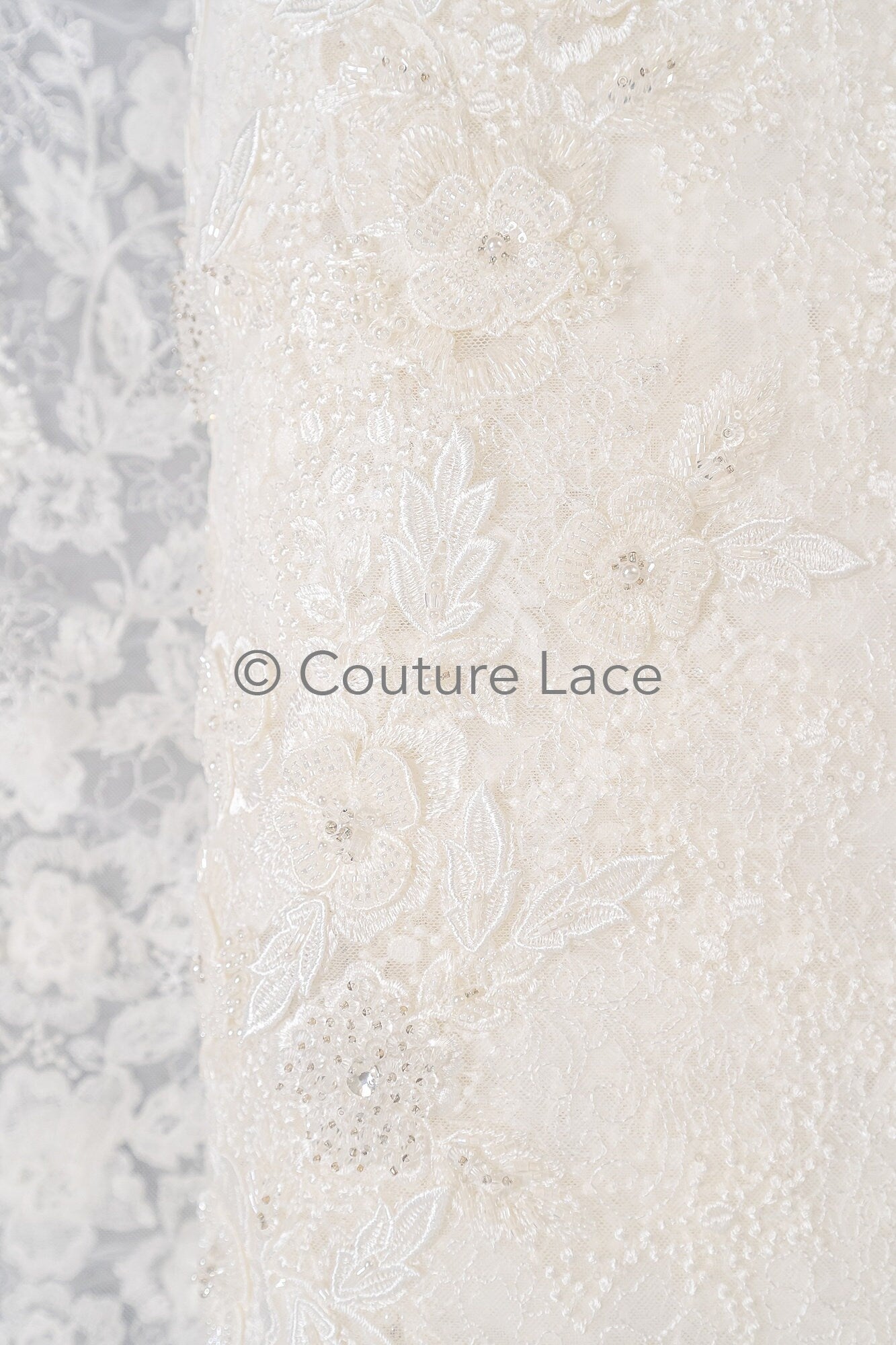 3D Blumen Perlen Spitzen Stoff/ Couture Spitzenstoff mit Perlen/ Braut Spitzenstoff/ Brautspitze// L23-638