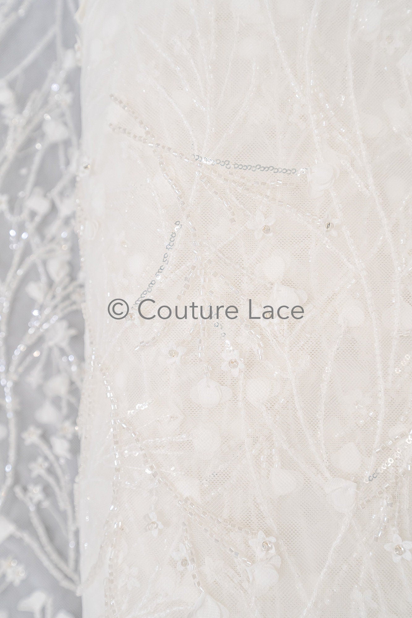 3D Blumen Perlen Spitze Stoff/ Couture Spitzen Stoff mit Perlen/ Braut Spitzen Stoff/ Perlen Perlen Spitze// L23-640