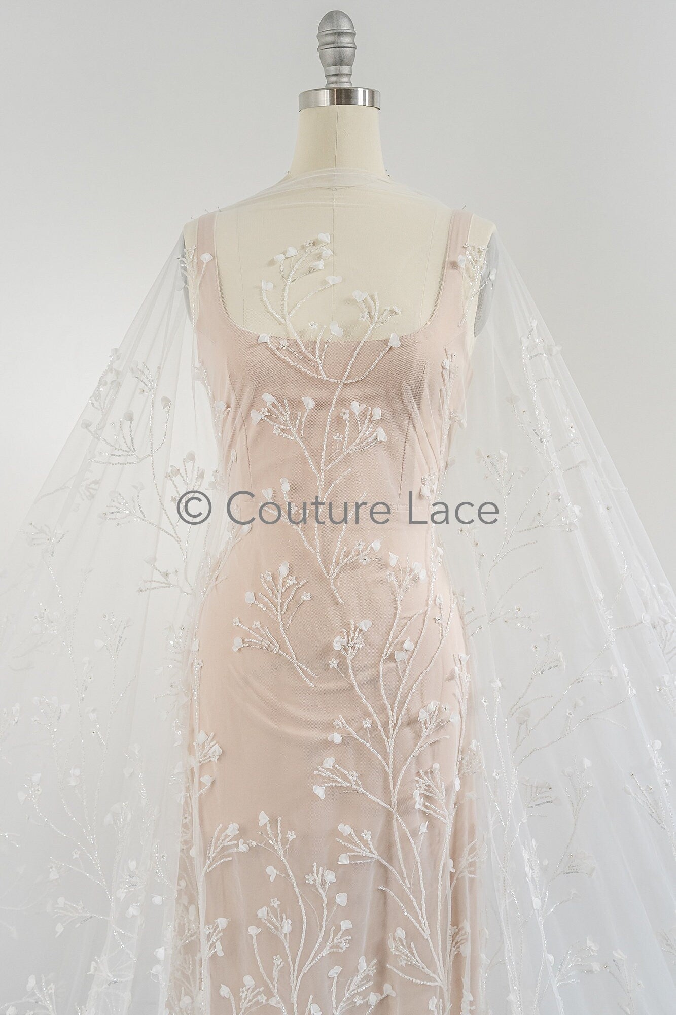 3D Blumen Perlen Spitze Stoff/ Couture Spitzen Stoff mit Perlen/ Braut Spitzen Stoff/ Perlen Perlen Spitze// L23-640