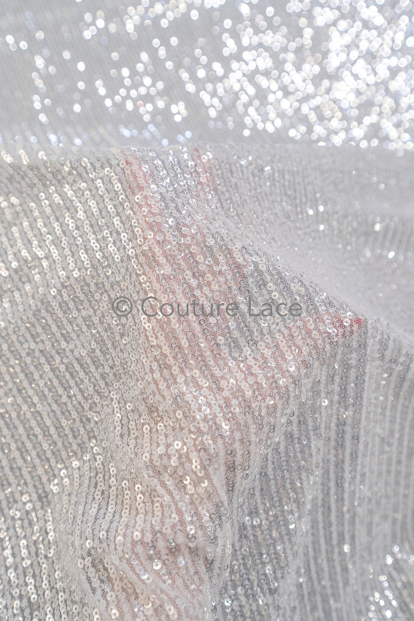 Pailletten Spitzenstoff Silber/ Couture Spitzenstoff/ Braut Spitzenstoff/ Spitze mit Pailletten// L23-641