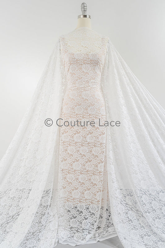 Dentelle Chantilly/ Dentelle nuptiale/ Dentelle Raschel/ Dentelle nuptiale Boho blanc cassé/ Français dentelle florale// L23-644