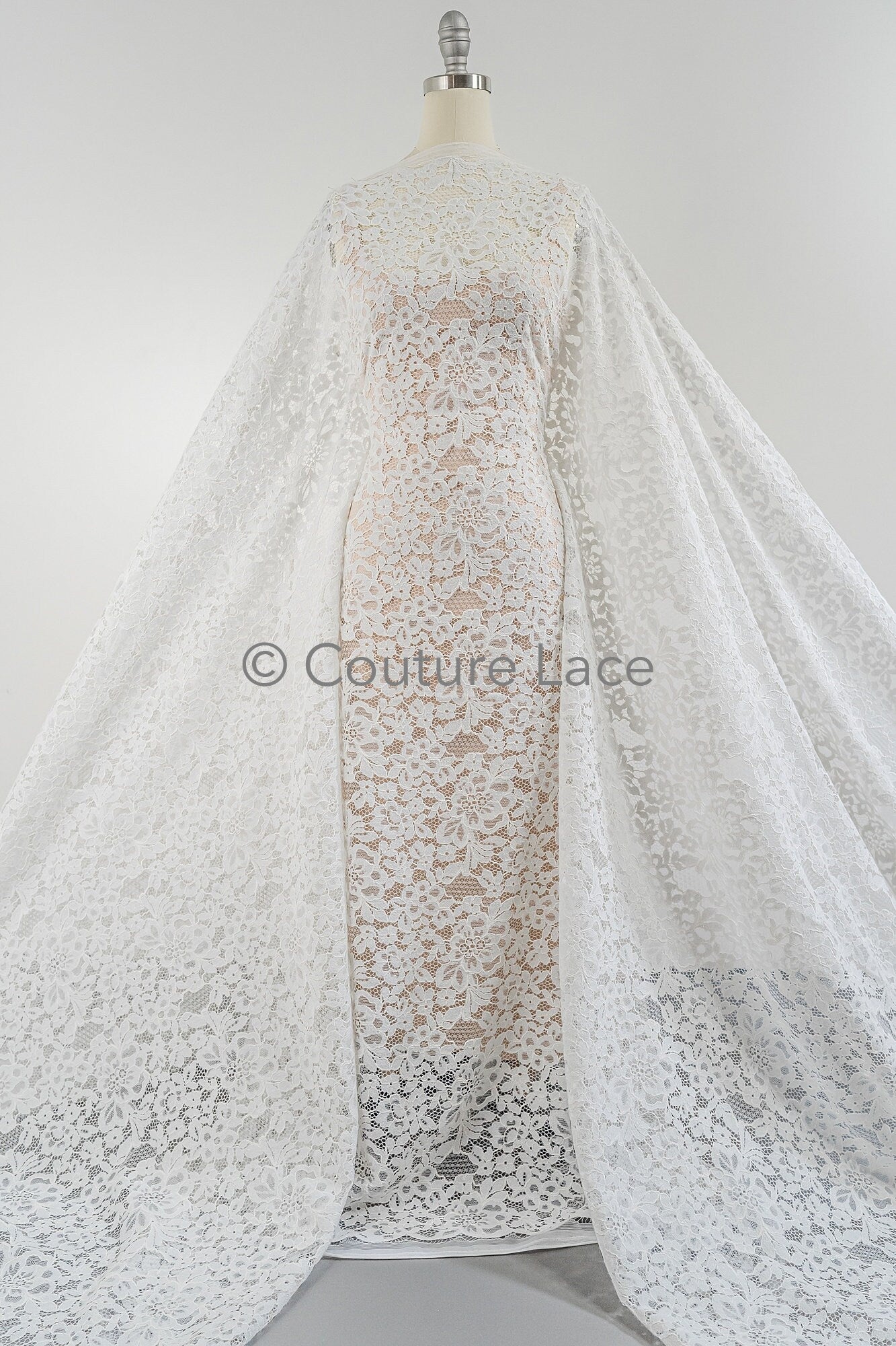 French Chantilly lace/ bridal lace/ Raschel lace/ Off-White Boho bridal lace/ French floral lace// L23-645