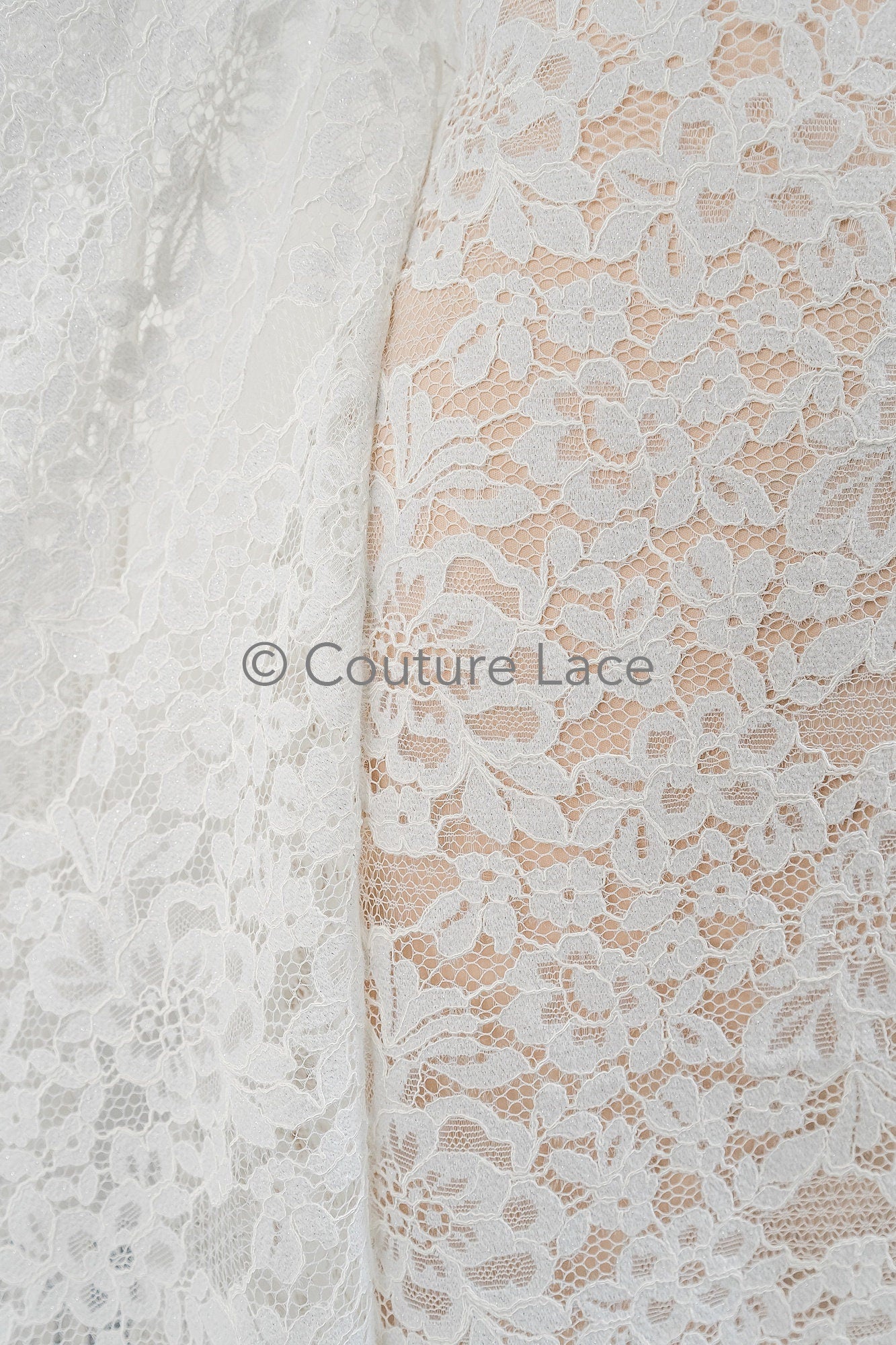 French Chantilly lace/ bridal lace/ Raschel lace/ Off-White Boho bridal lace/ French floral lace// L23-645